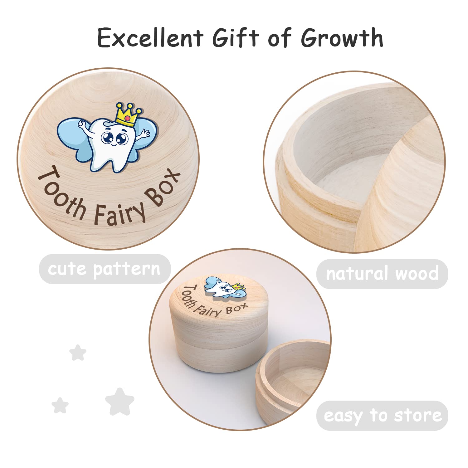 Tooth Fairy Box for Boys & Girls - Wooden Keepsake Storage Box with Wings & 3D Tooth - Perfect for Storing Lost Teeth Under Pillow - Cute Teeth Container for Kids Childhood Memories (Ideal for First Tooth Celebration, Bedtime Rituals & Creating Magical Moments)