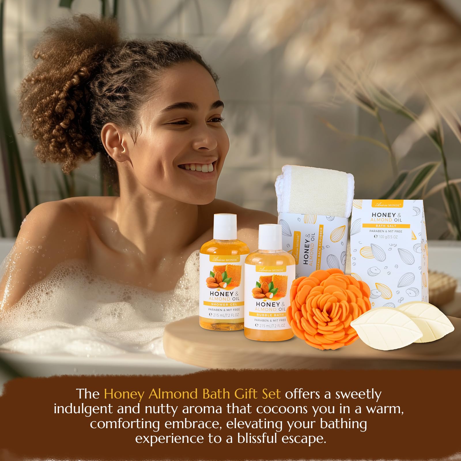 Luxury Bath & Body Gift Set for Women & Men - 8pc Spa Basket with Shower Gel, Bubble Bath, Bath Salt & Sponge - Perfect for Mother's Day, Birthday, Wedding & Anniversary Gifts - Relaxing Home Spa Experience