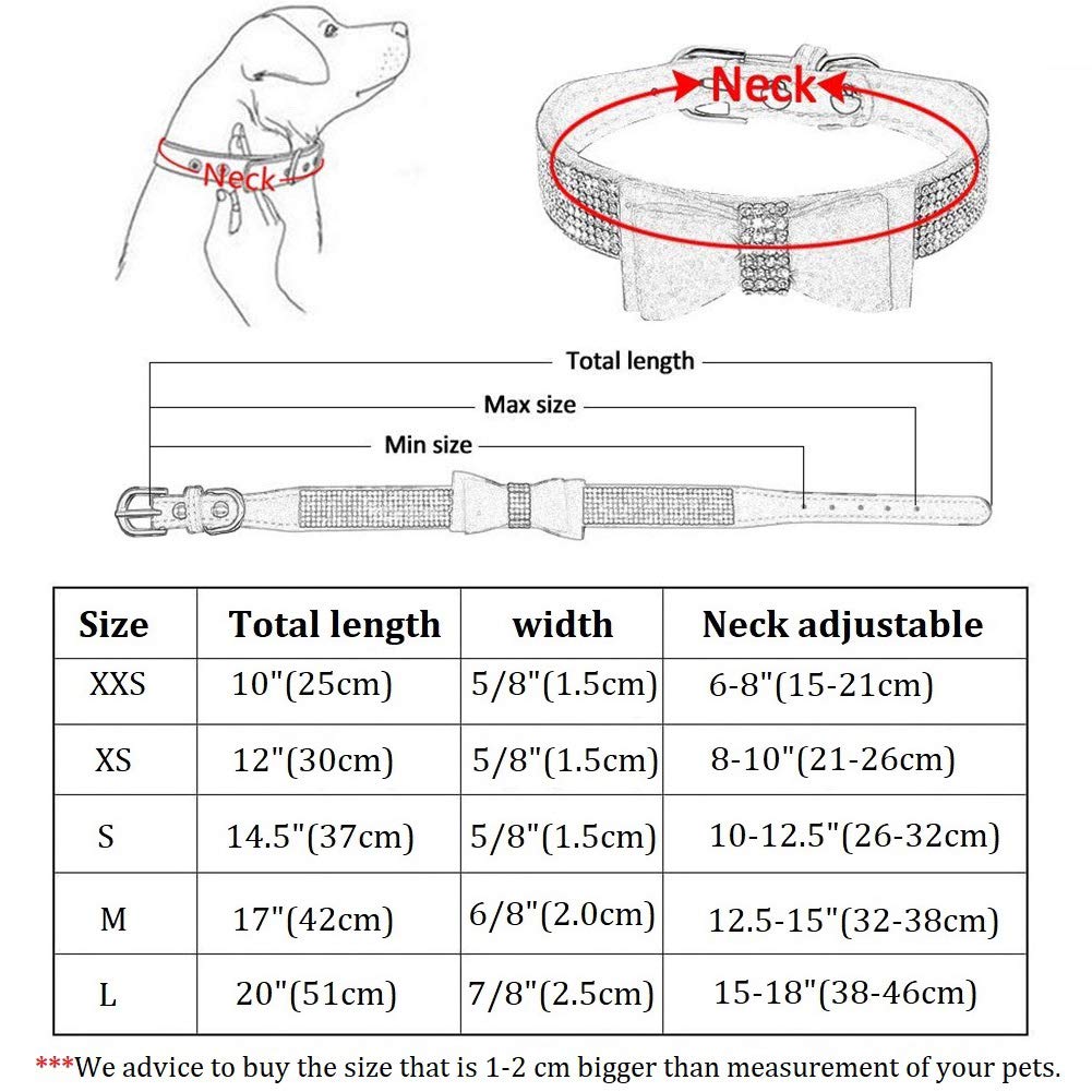 Sparkling Rhinestone Dog Collar & Leash Set - Crystal Diamond Pet Collar for Small & Medium Dogs | Cute Dazzling Cat & Dog Accessories | Perfect for Parties, Weddings & Special Occasions