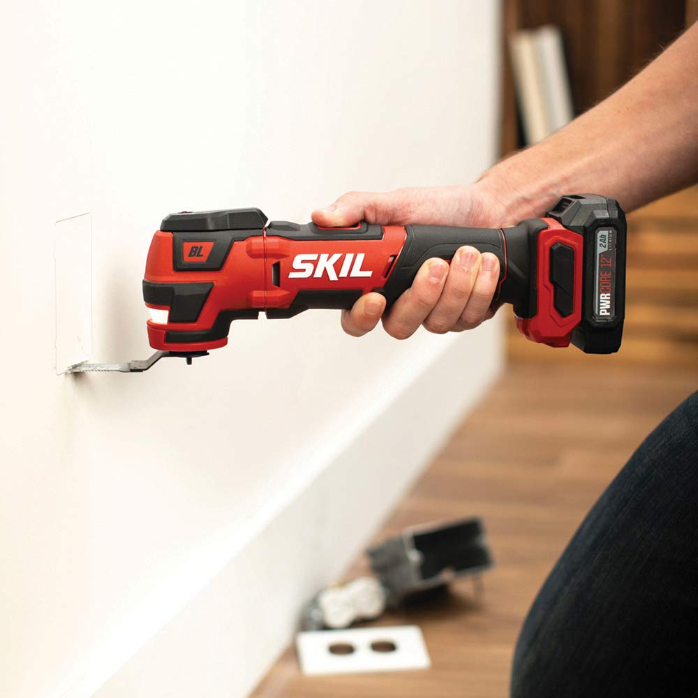 SKIL 3-Tool Combo Kit: Pwrcore 12 Brushless 12V Cordless Drill Driver, Oscillating Multi-Tool & Bluetooth Speaker with 2x 2.0Ah Batteries & Charger - Perfect for DIY Projects, Home Repairs & Jobsite Use - CB738801