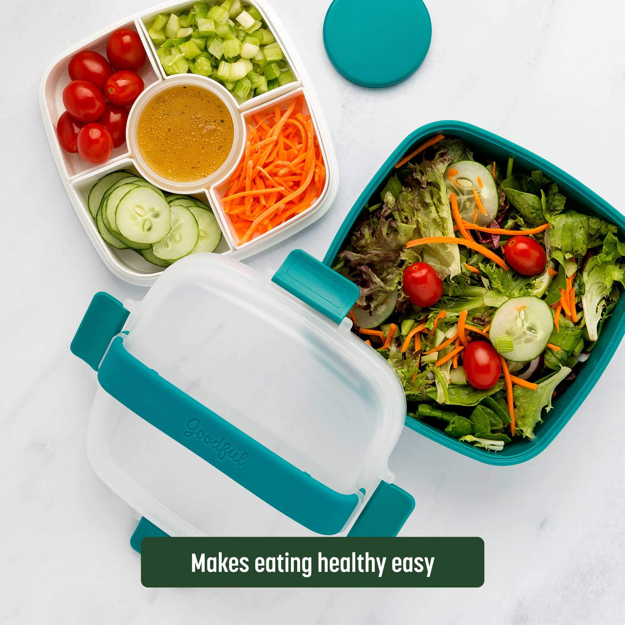 Goodful Stackable Bento Lunch Box - 56oz Leak-Proof Food Storage Container with Removable Compartments | BPA-Free Meal Prep for Sandwiches, Snacks & Salad Toppings | Perfect for Office, School & Picnics