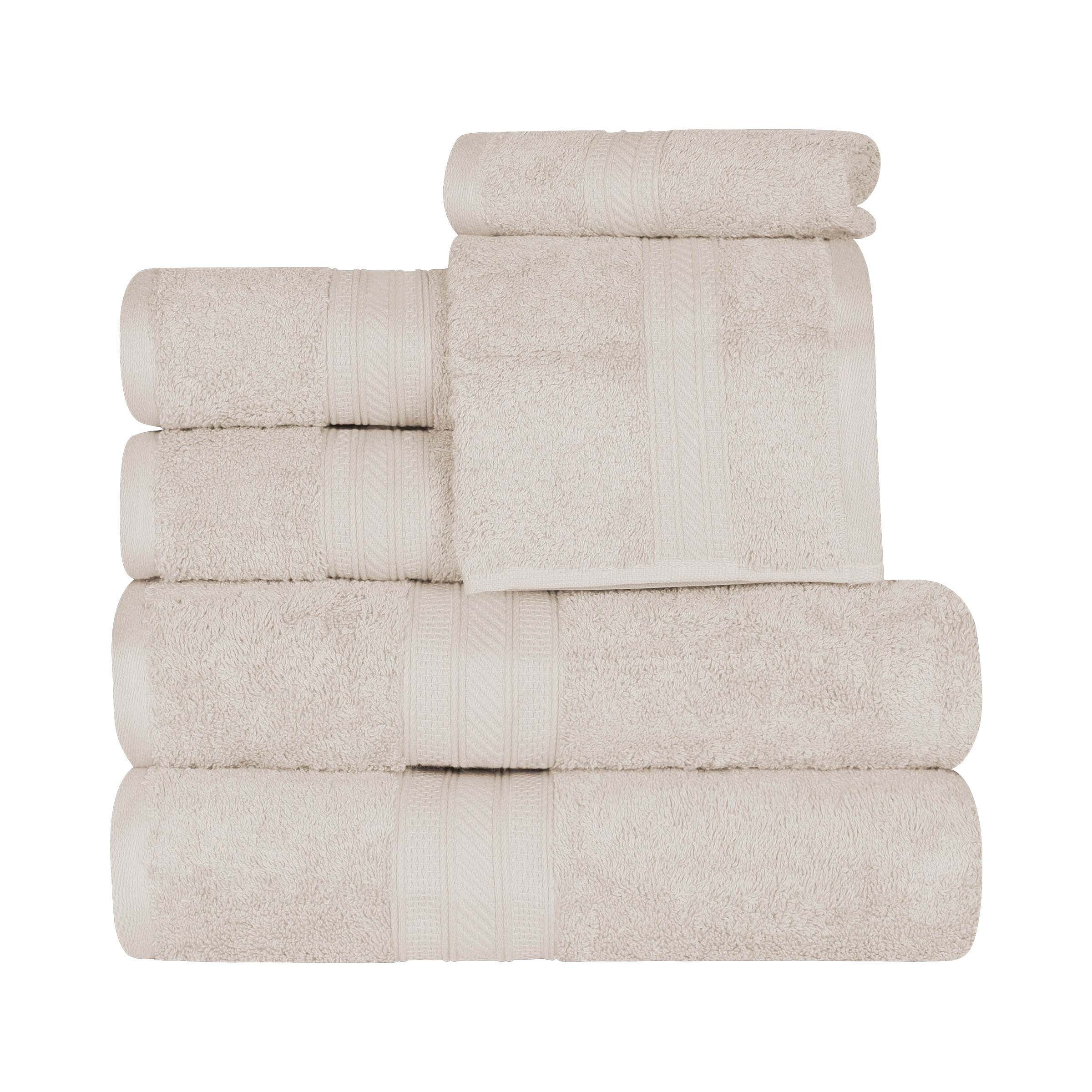 Premium Atlas Cotton Plush Heavyweight Luxury 6-Piece Bath Towel Set - Ultra Soft & Absorbent for Spa, Hotel & Home Bathroom Use