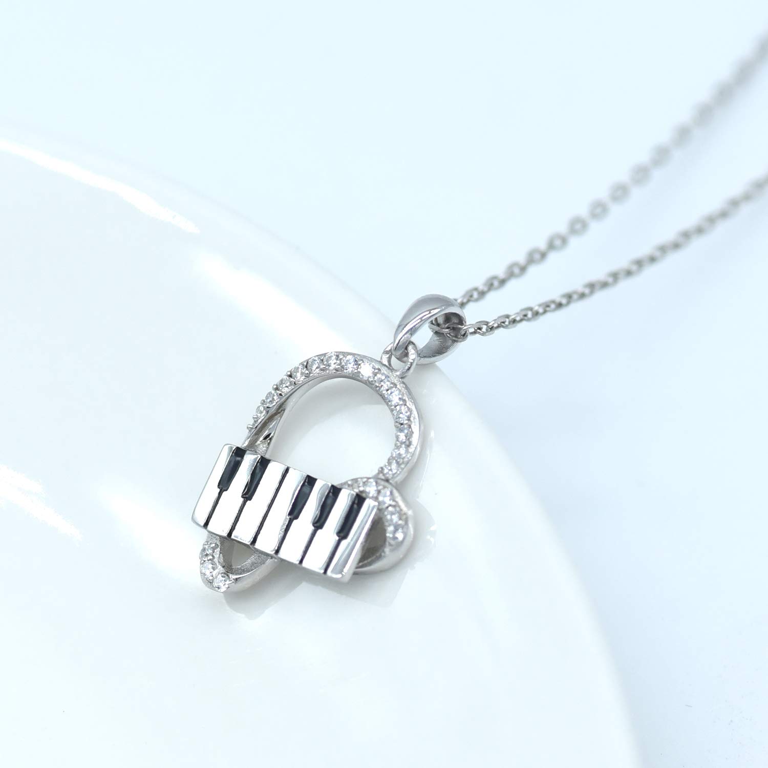 925 Sterling Silver Heart Pendant Piano Keyboard Necklace - Elegant Music Note Jewelry for Women & Girls - Perfect Gift for Musicians, Music Lovers, Valentine's Day & Anniversaries