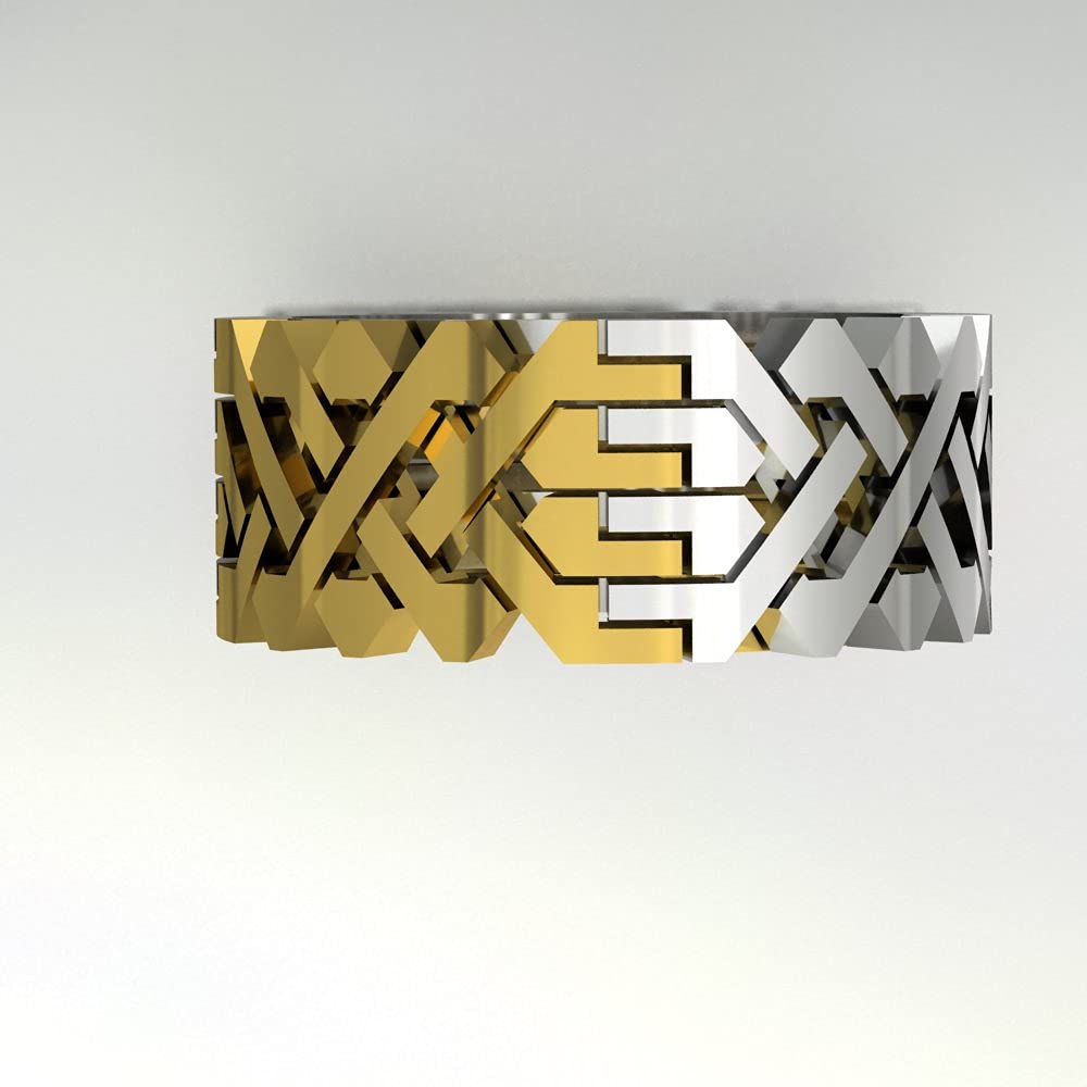 14K Gold Plated 925 Sterling Silver Dual Tone Puzzle Ring - Interlocking Knot Design for Women & Men - Perfect Gift for Him, Her, Dad - Available in All Sizes - Ideal for Anniversaries, Weddings & Special Occasions