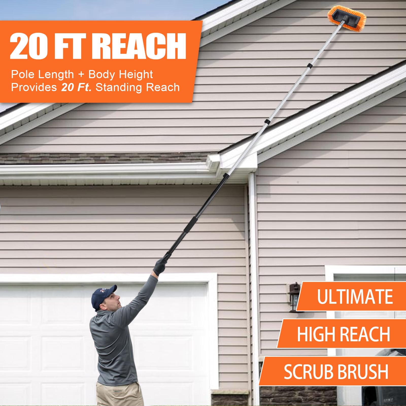 4-12ft Car Cleaning Kit - Ultimate RV & Truck Washing Set with Soft Wash Brush, Tire Brush, Window Squeegee, Wash Mitt & Microfiber Head | Heavy-Duty Aluminum Extension Pole | Perfect for RV, Truck, SUV & Home Vehicle Washing