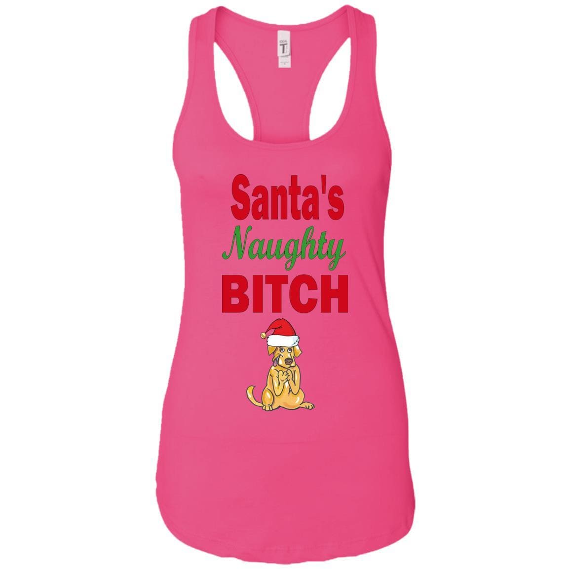 Santa's Naughty Bitch Personalized Racerback Tank Top - Custom Funny Christmas Gift for Women - Perfect for Holiday Parties & Festive Outfits