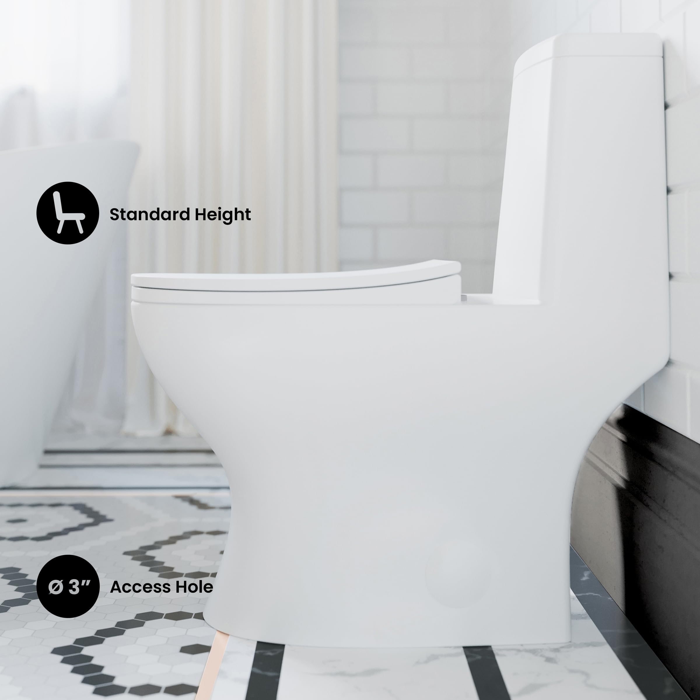 Swiss Madison Well Made Forever SM-1T127 Ivy One Piece Toilet - 10 Inch Rough-In, White Ceramic - Perfect for Modern Bathrooms & Small Spaces