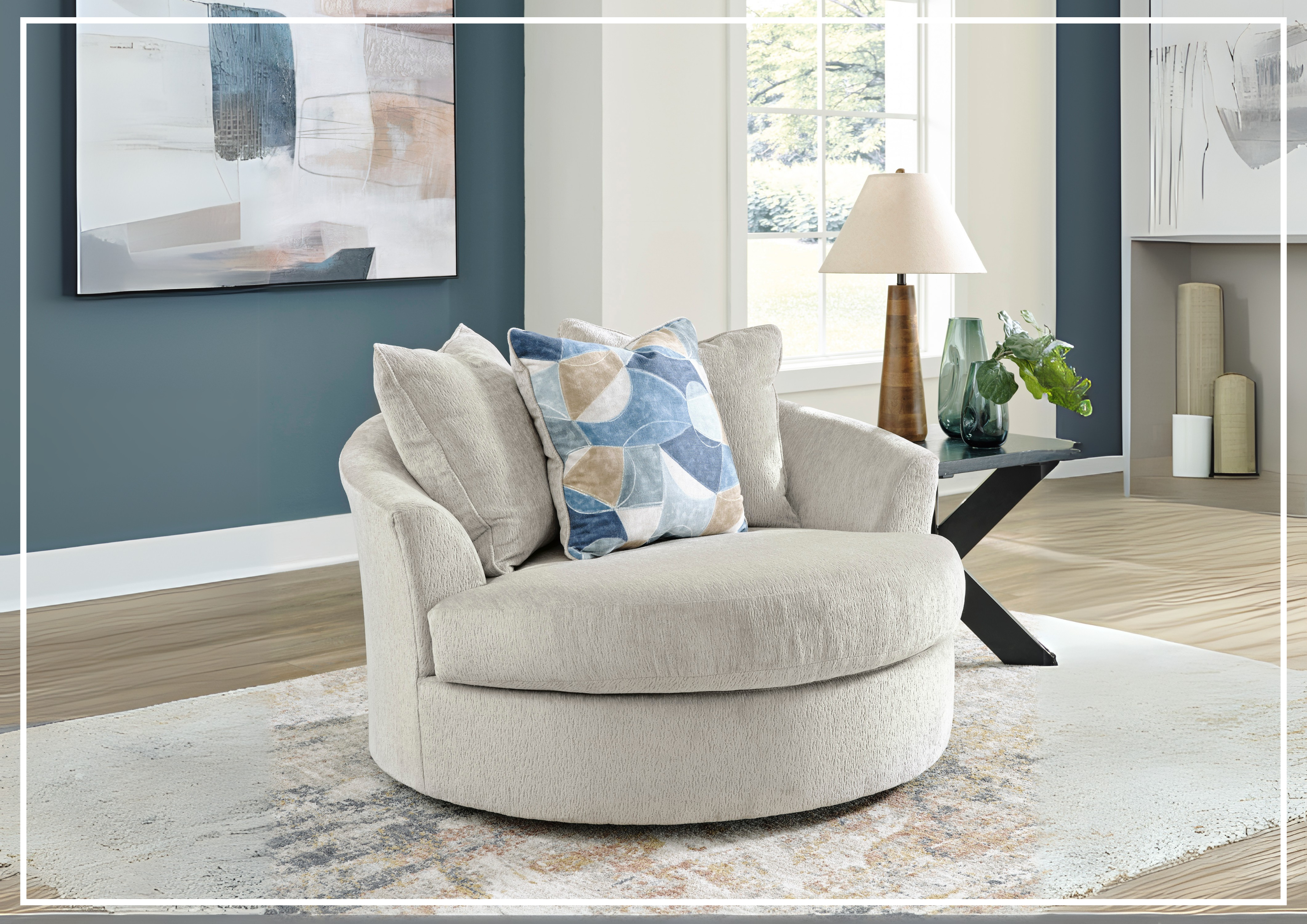 Gio Italia Home Maven Swivel Accent Chair - Modern Living Room Furniture with 360° Rotation, 2 Color Options (Gray & Beige) - Perfect for Small Spaces, Reading Nooks & Home Offices