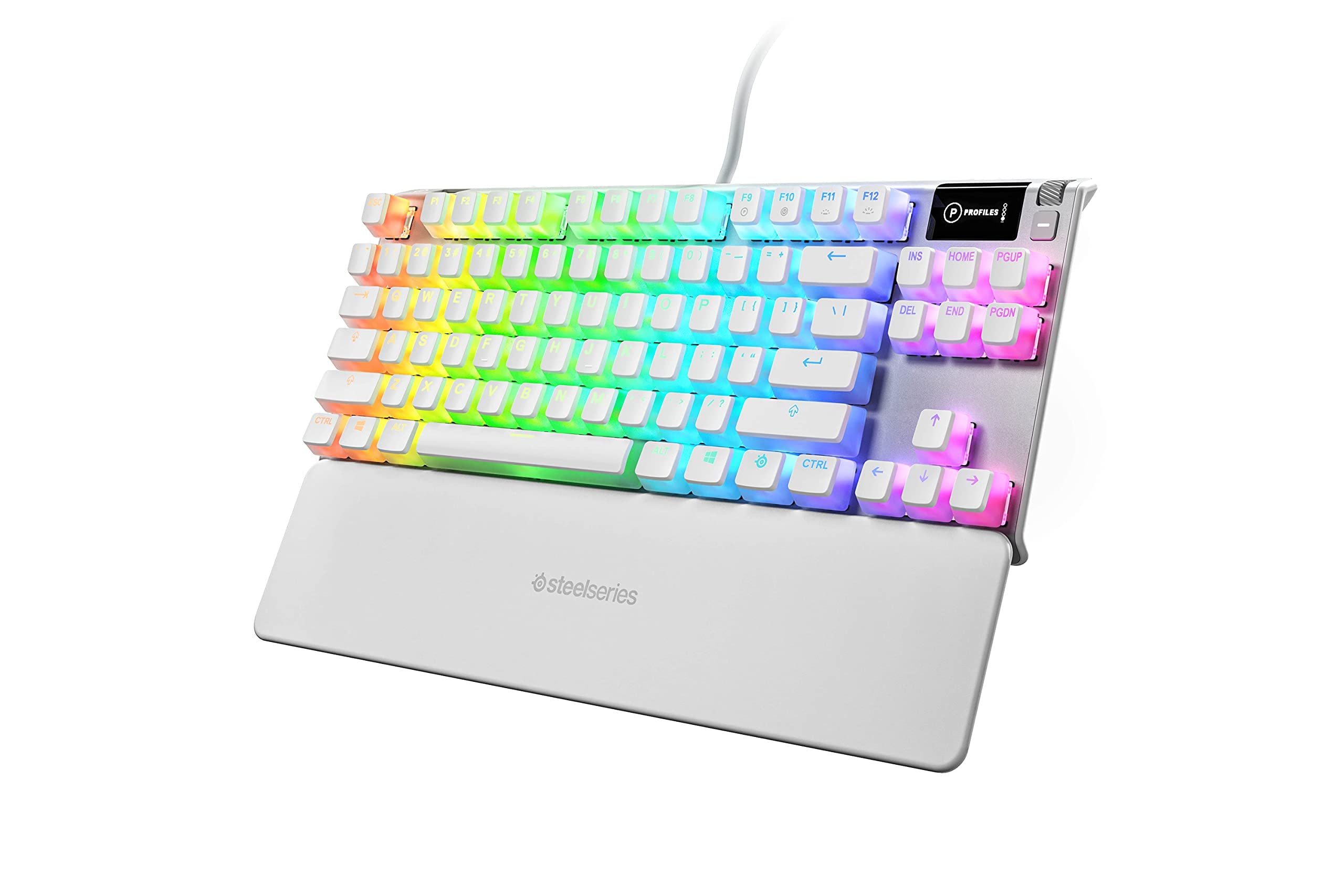 SteelSeries Apex 7 TKL Compact Mechanical Gaming Keyboard with OLED Smart Display | USB Passthrough & Media Controls | Linear Red Switch | RGB Backlit | Renewed | Perfect for Esports, Streaming & Office Work