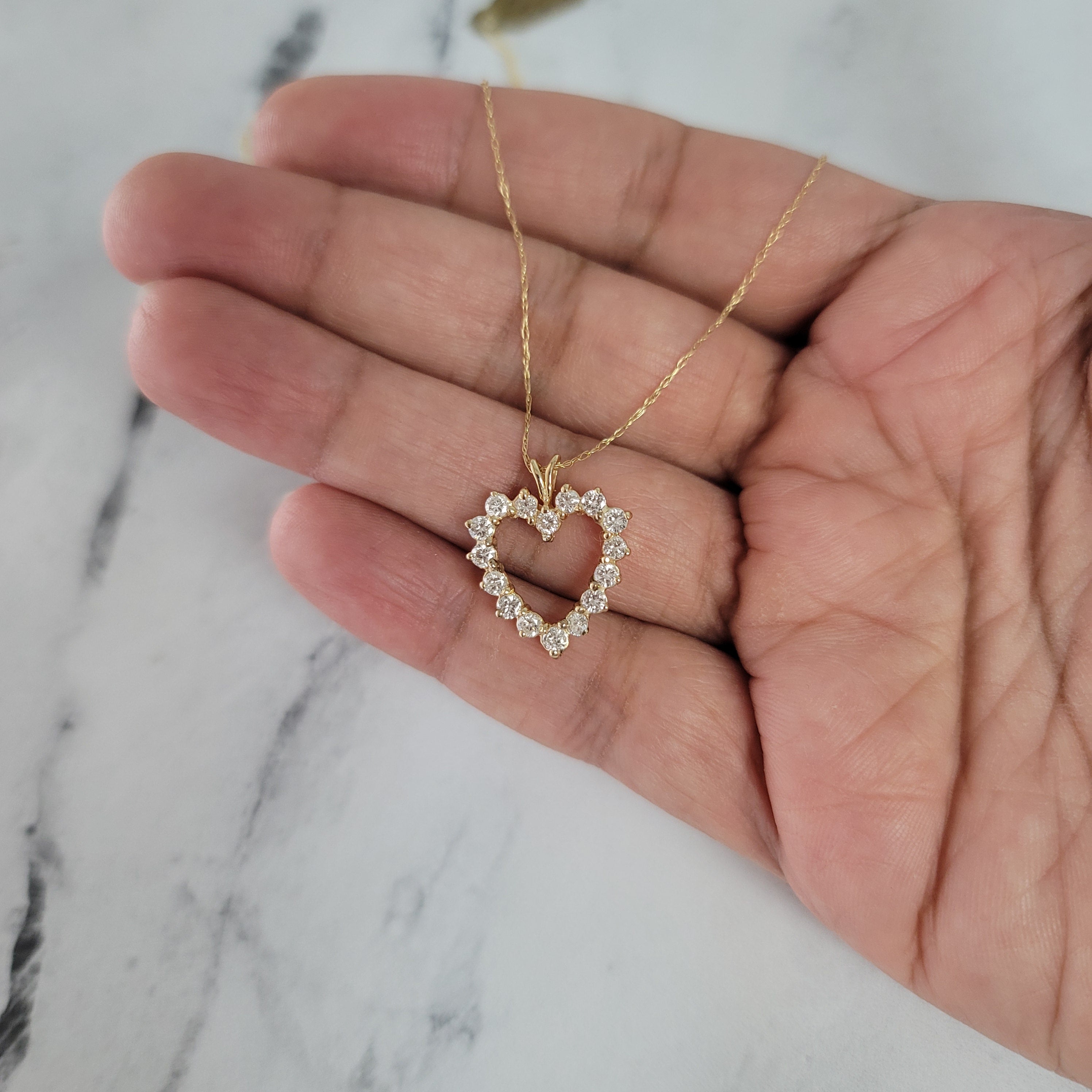 1 Carat Heart Shaped Diamond Pendant Necklace for Women - 14K White Gold Valentine's Day Gift for Her, Anniversary & Romantic Occasions