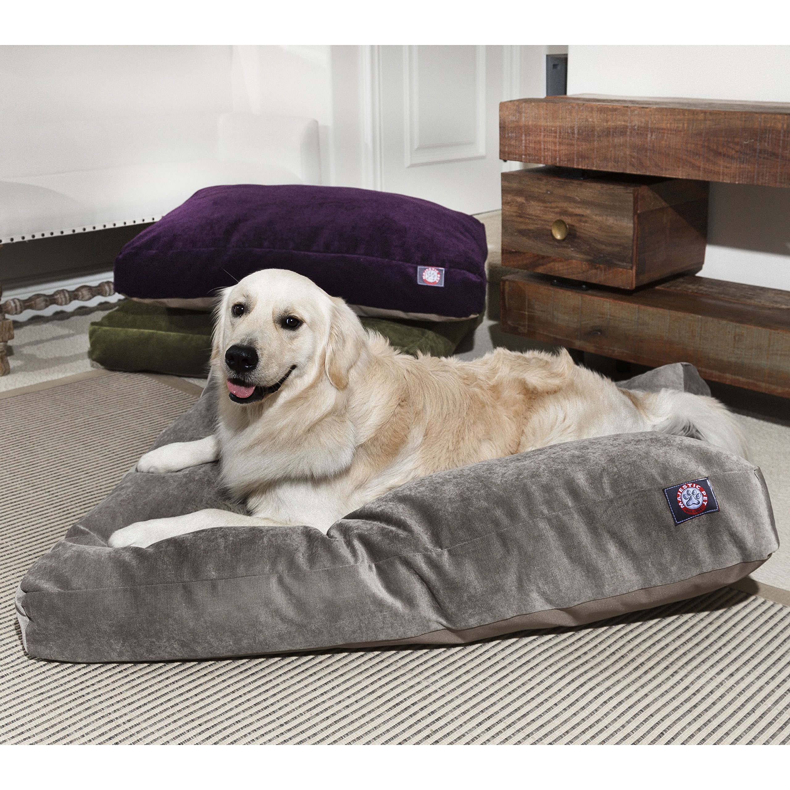 Majestic Pet Villa Washable Rectangle Dog Bed - Non-Slip Comfortable Crate Bed with Removable Cover - Large Kennel Sleeping Bed in Fern Green Polyester Fiber - Perfect for Crates, Living Rooms & Bedrooms