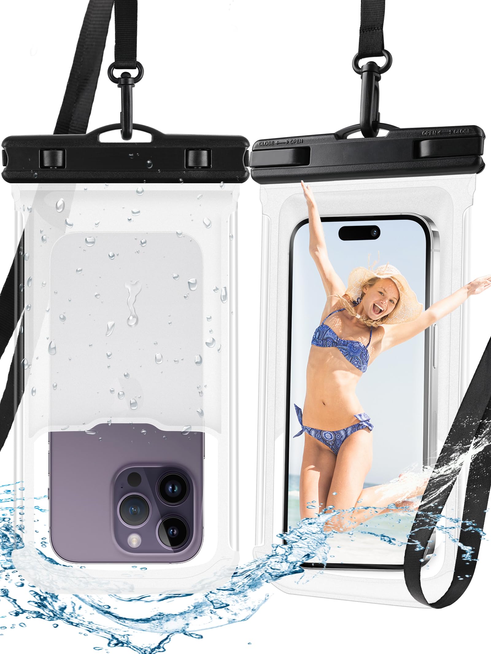 Waterproof Phone Pouch 2 Pack - IPX8 Underwater Dry Bag for iPhone 15 14 13 12 Pro Max XS & Samsung (Up to 7.0