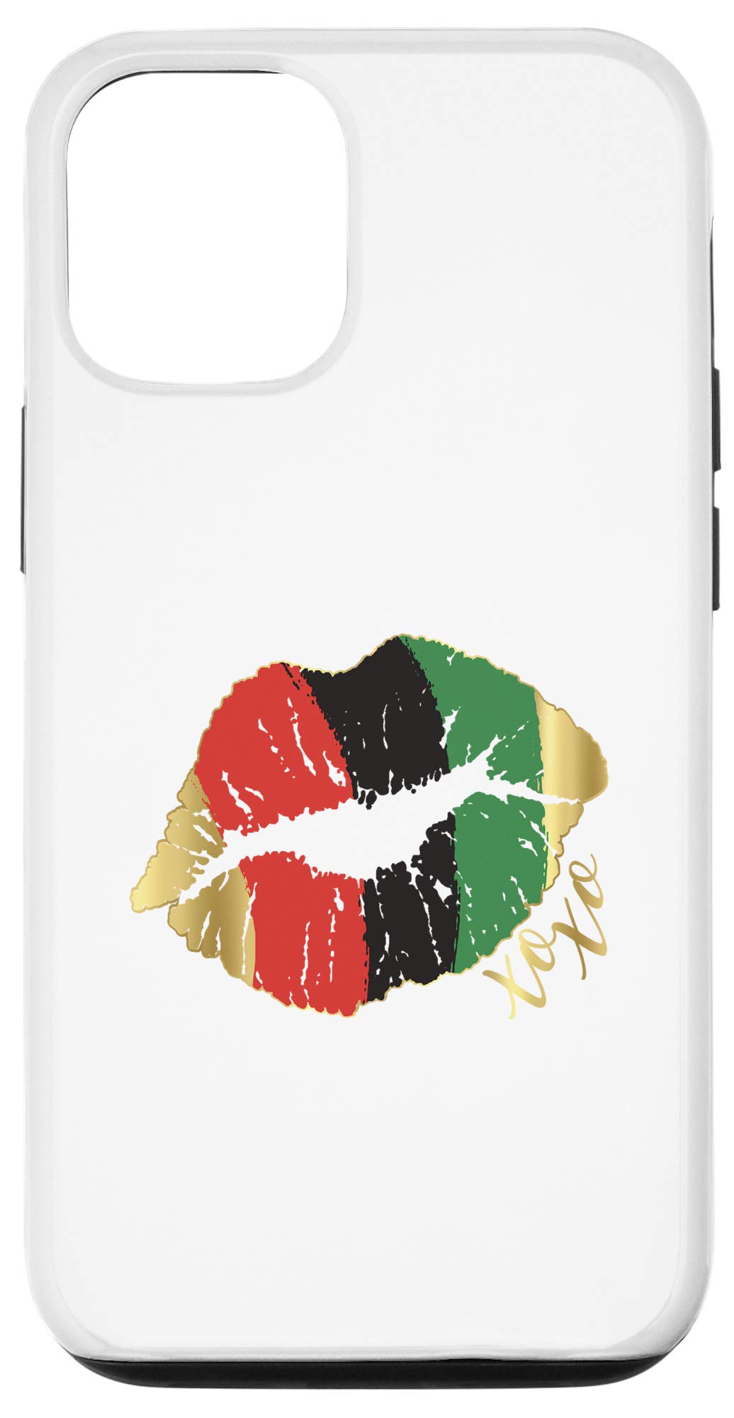 iPhone 12/12 Pro Case - Black Queen Design with Sexy Lips Kiss & African Flag Print - BLM Support - Protective Phone Cover for Women | Perfect for Everyday Use, Social Events & Showing Cultural Pride