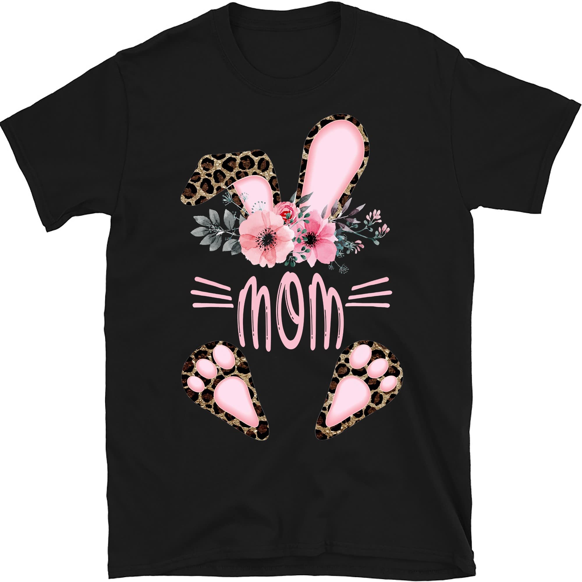 Personalized Name Happy Easter T-Shirt for Women - Cute Easter Bunny Graphic Tee - Multicolor Easter Mama Shirt - Perfect for Easter Brunch, Family Photos & Spring Celebrations