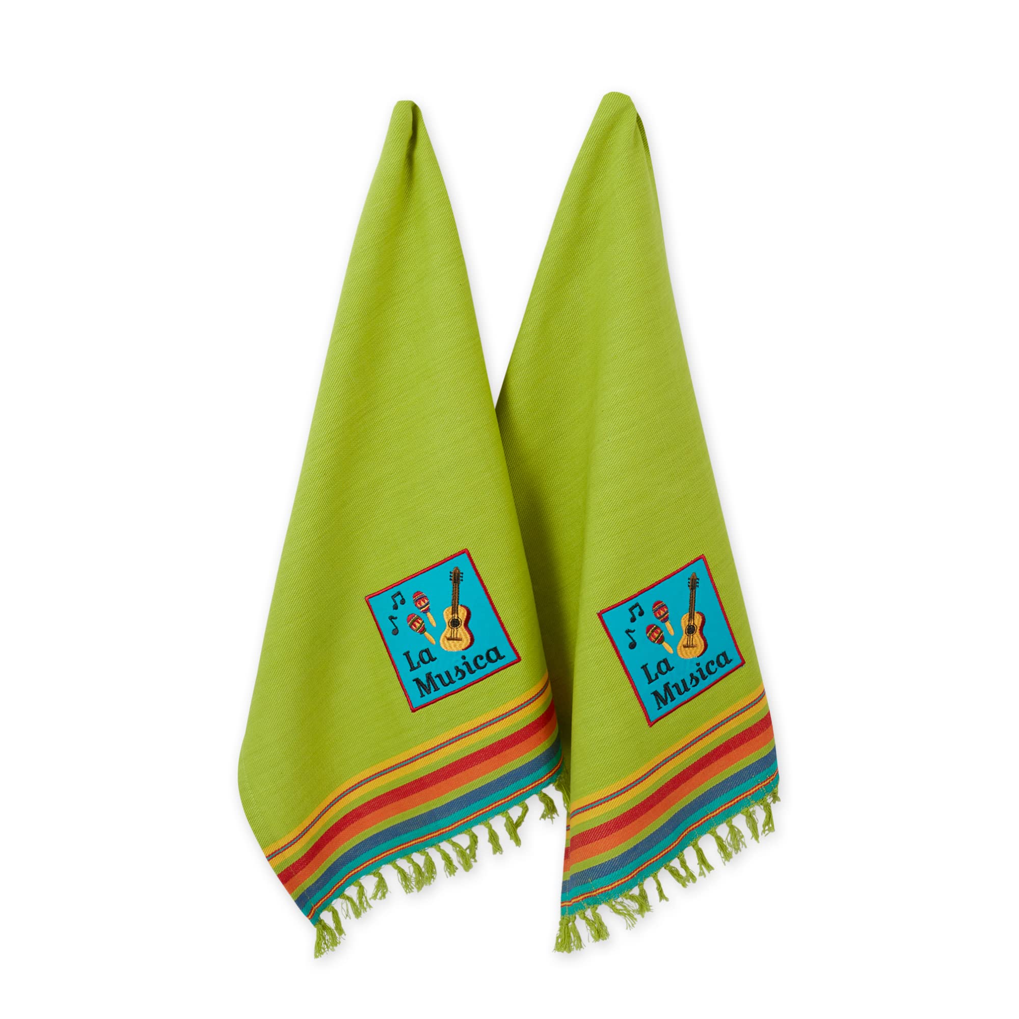 DII Cotton Embroidered Dish Towels Set of 2 - 18x28 Inch Oversized Kitchen Towels for Drying Dishes & Decor - Perfect Housewarming Gift for Home & Kitchen - La Musica Collection - Ideal for Holiday Decor, Farmhouse Style Kitchens & Hostess Gifts