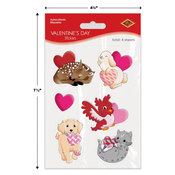 12 Packs Beistle Valentine's Day Stickers 4/Pack - 48 Count Heart Stickers for Kids, Classroom, Scrapbooking & Party Decorations