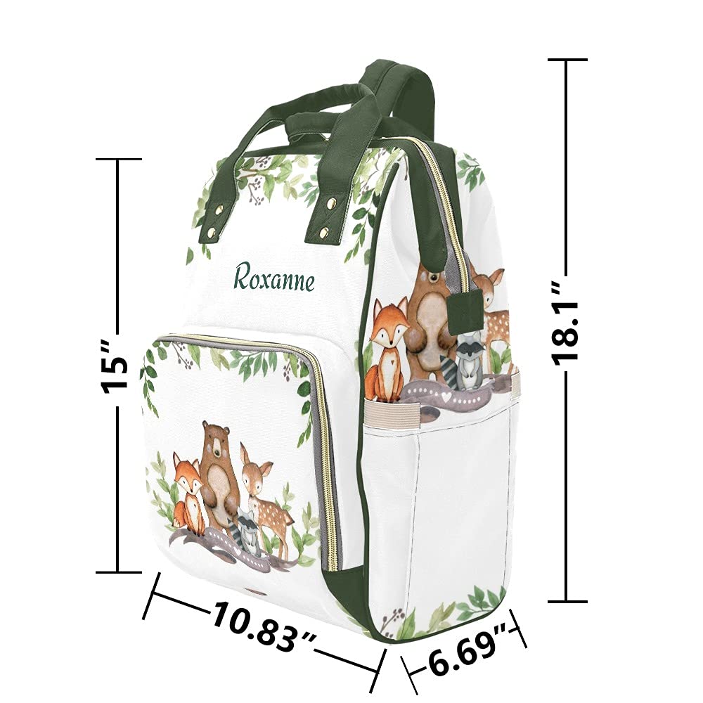 Forest Animal Leaf Diaper Backpack - Personalized Baby Nursing Bag, Waterproof Nappy Tote for Travel & Daily Use - Perfect Baby Shower Gift for New Moms