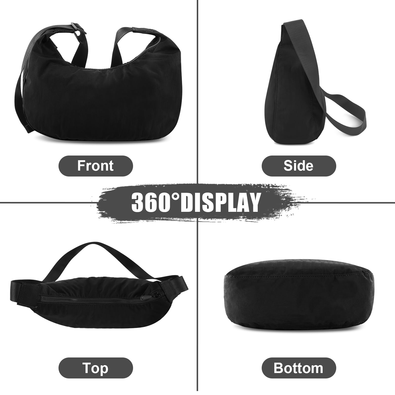 Stylish Nylon Crescent Crossbody Bag for Women - Adjustable Strap, Large Capacity & Waterproof - Perfect for Travel, Shopping & Everyday Use