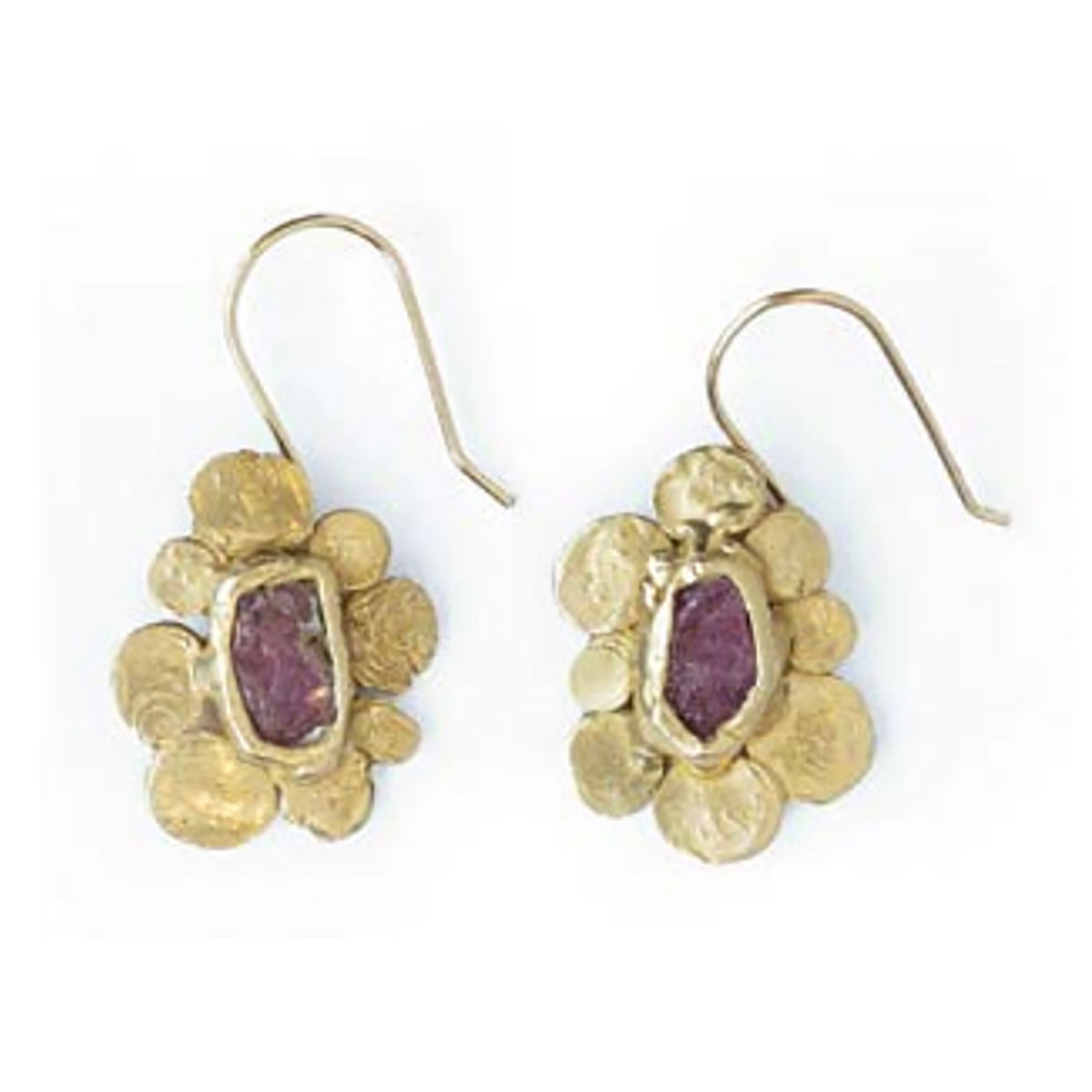 Elegant Brass Vanity Earrings with Genuine Ruby Stones - Perfect for Evening Parties, Weddings & Special Occasions