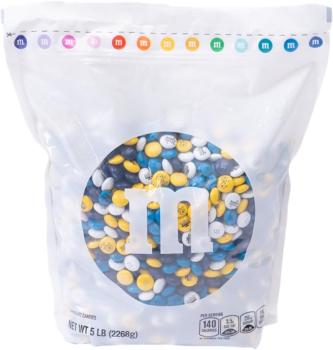 M&M’S Hanukkah Bulk Candy - 5 Pounds Kosher Certified Milk Chocolate Candies with Blue, Yellow & White Hanukkah Designs | Perfect for Party Favors, DIY Gifts, Candy Bowls, Holiday Celebrations & Jewish Festive Gatherings