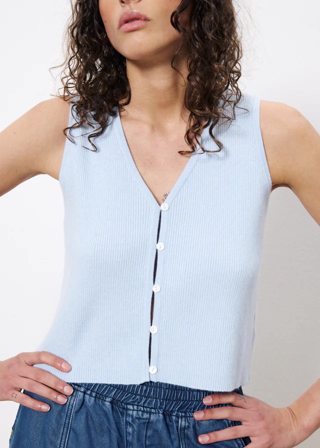 Maurane Women's Sleeveless Blouse Light Blue - Summer Casual Tops for Beach, Office & Date Night Outfits