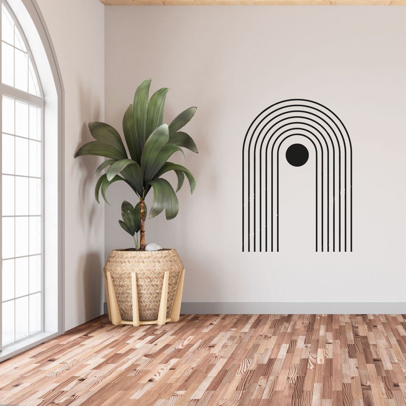 Boho Rainbow Arch Wall Decal - Modern Abstract Circle Shape Vinyl Sticker for Kids Room, Nursery, Bedroom Decor - 30x20 Inch Self-Adhesive Art - Perfect for Girls & Boys Playroom, Dorm, Home Office