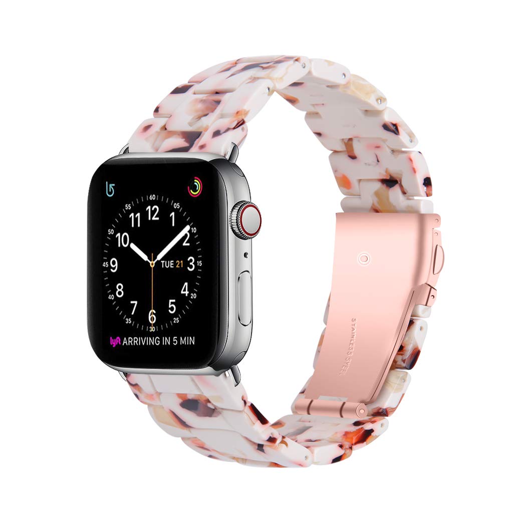 Premium Resin Apple Watch Bands for Women - Compatible with 38mm 40mm 41mm 42mm 44mm 45mm & All Series (1/2/3/4/5/6/7/SE) - Stylish & Durable iWatch Accessories for Workout, Office & Everyday Wear
