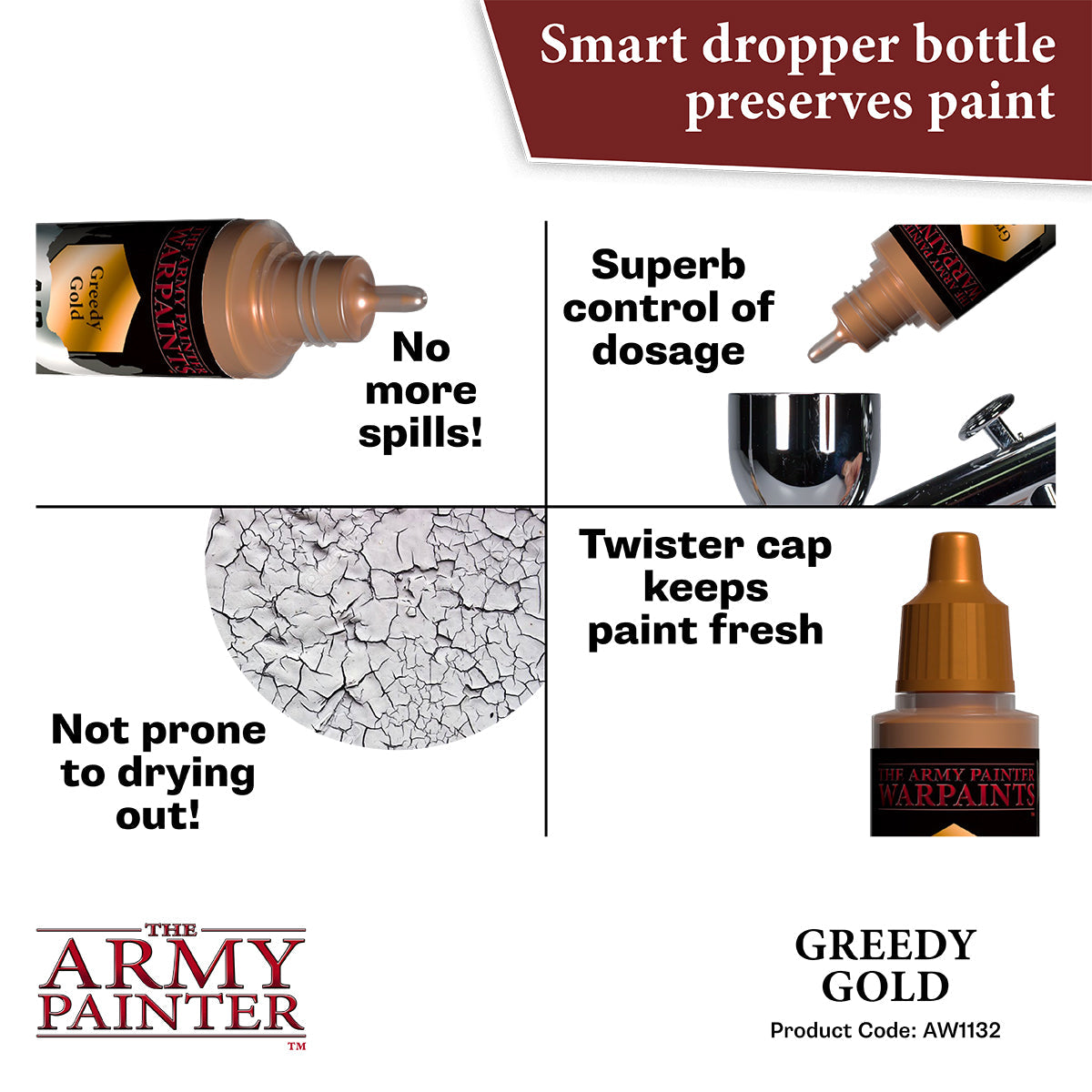 Warpaints Air Metallics Greedy Gold - Premium Metallic Airbrush Paint for Miniatures, Models & Cosplay - Perfect for Warhammer, Tabletop Gaming & DIY Crafts