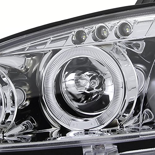 SPEC-D TUNING LHP-MX501-TM LED Halo Projector Headlights - Compatible with Mazda Miata MX5 (1990-2005) - Chrome Clear Housing - Upgrade Your Night Driving & Car Styling