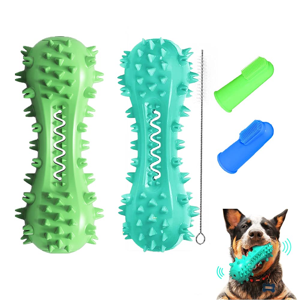 Dog Dental Chew Toy & Tooth Brushing Kit for Small & Medium Breeds - Natural Silicone Pet Toothbrush, Bite-Resistant Puppy Teeth Cleaning, Food-Grade Safe (Perfect for Daily Oral Care & Playtime)