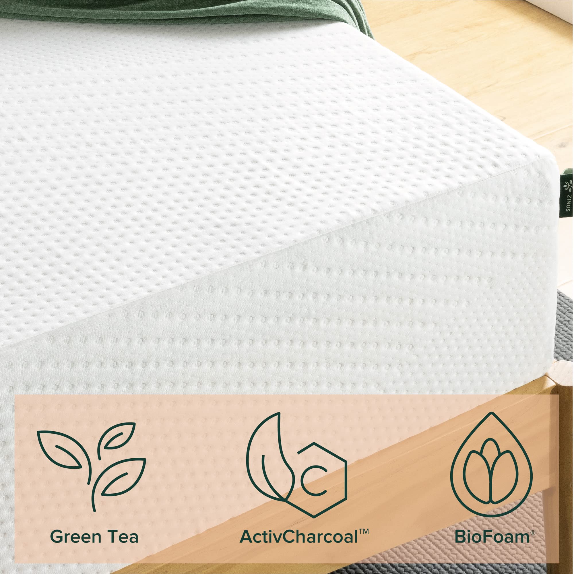 ZINUS 12 Inch Green Tea Infused Memory Foam Mattress - Queen Size, CertiPUR-US Certified, Bed in a Box for Easy Setup | Perfect for Guest Rooms, Dorms & Small Apartments