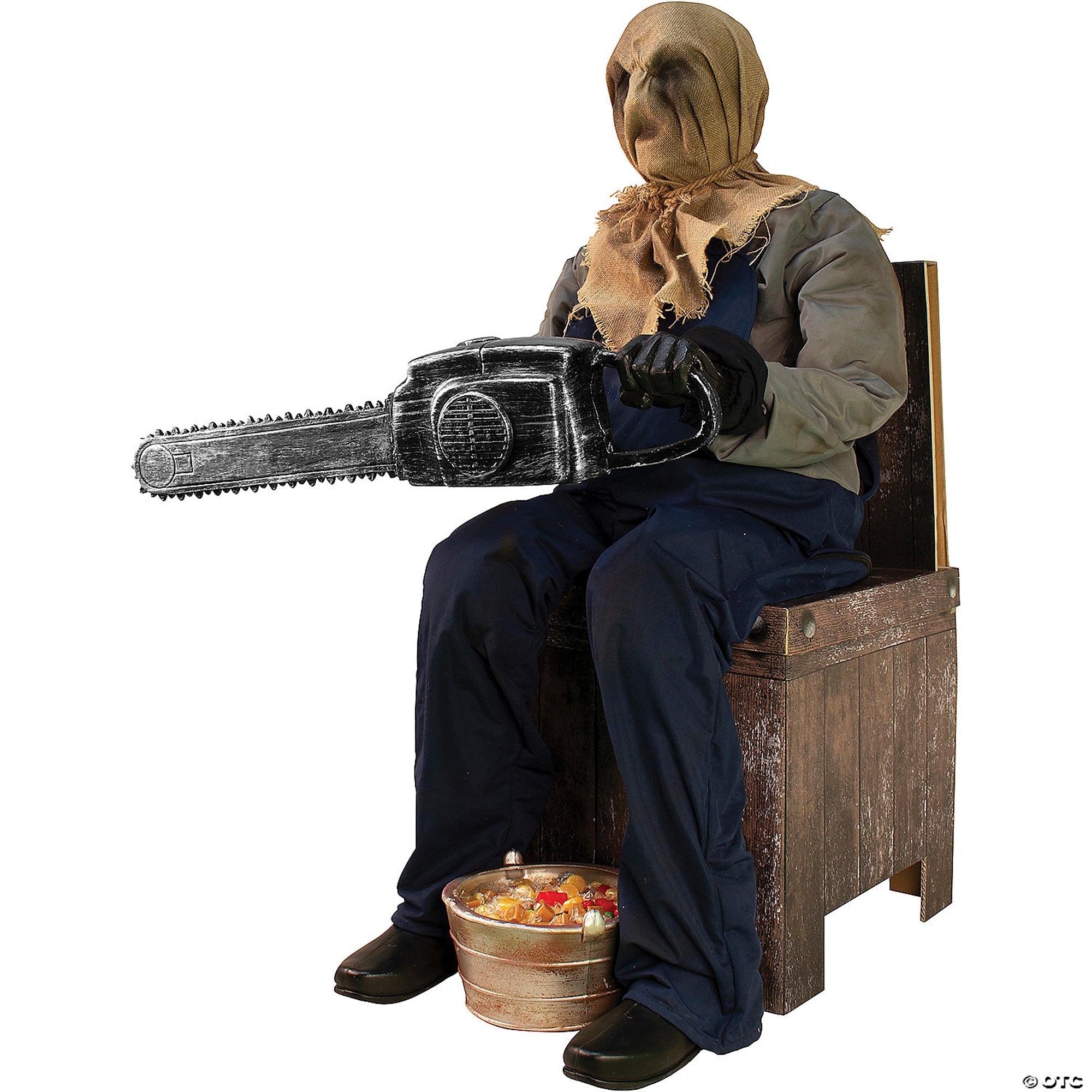 45-Inch Animated Seated Chainsaw Greeter - Lifelike Halloween Decoration for Porch, Yard & Party Scenes (1 Count)