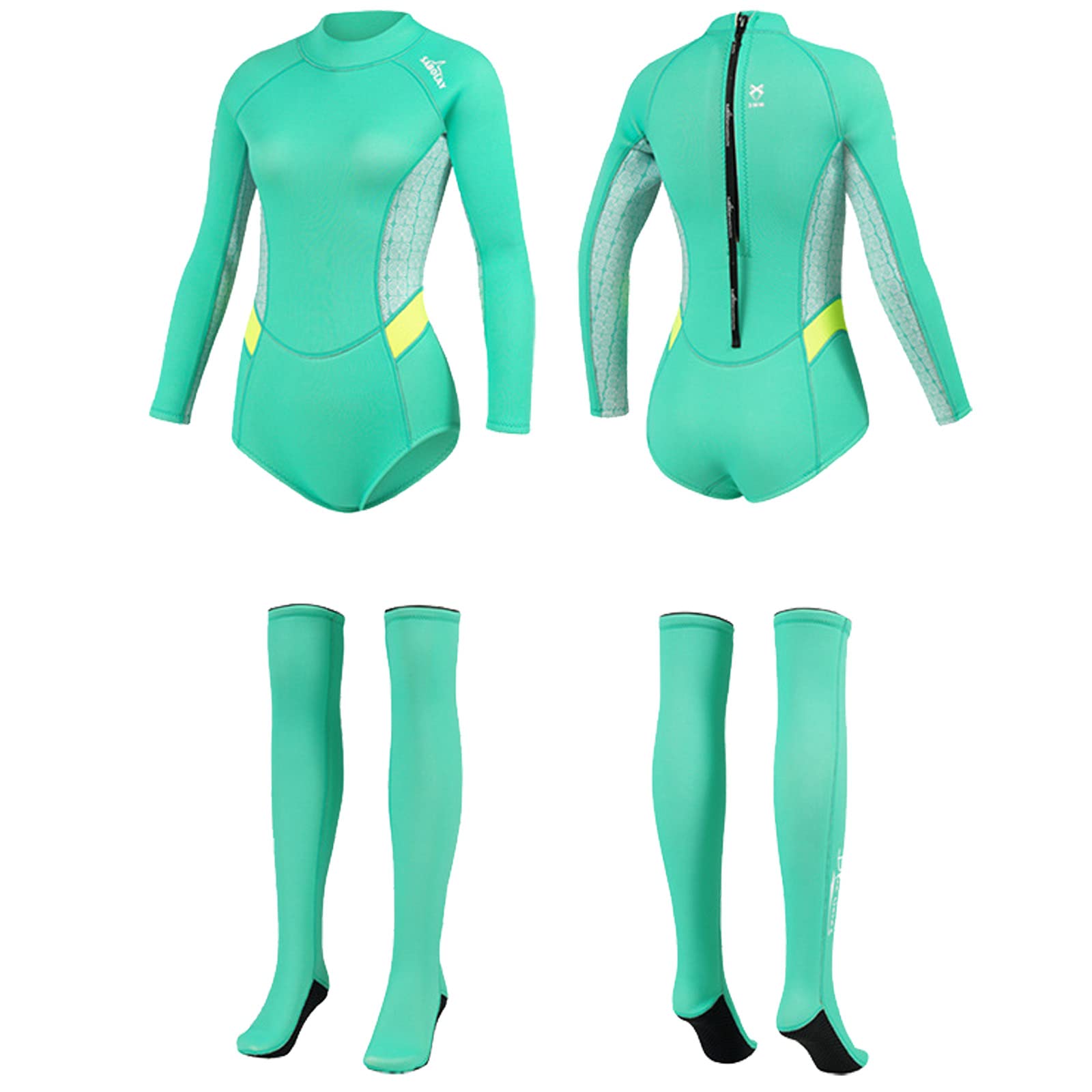 2-Piece 2MM Neoprene Wetsuit for Women - Diving Top & Socks Set - Snorkeling, Surfing, Swimming - Blue, XXL - Perfect for Scuba Diving, Beach Activities & Water Sports