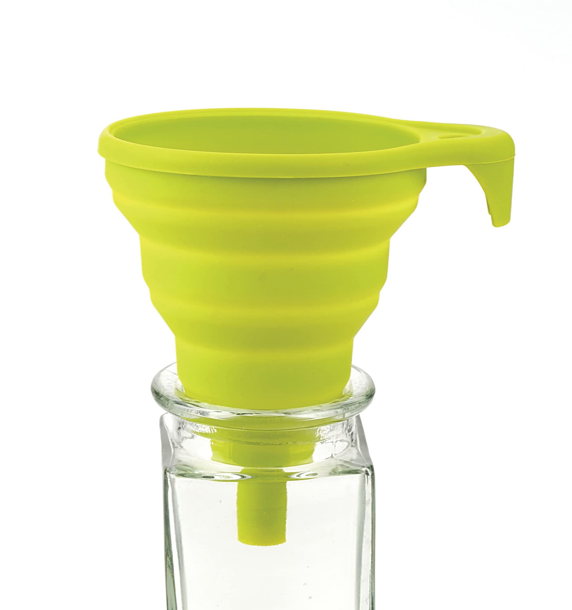 RSVP International Collapsible Silicone Funnel - Dishwasher Safe, BPA-Free Kitchen Tool (5.25x4.25x5.75 Inches) - Perfect for Baking, Cooking, Oil Transfer & Home Brewing - Green
