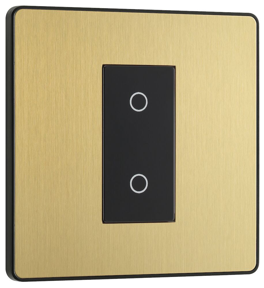 BG Evolve Satin Brass 1G Secondary Touch Dimmer Switch PCDSBTDS1B - Smart Lighting Control for Bedrooms, Living Rooms & Home Automation