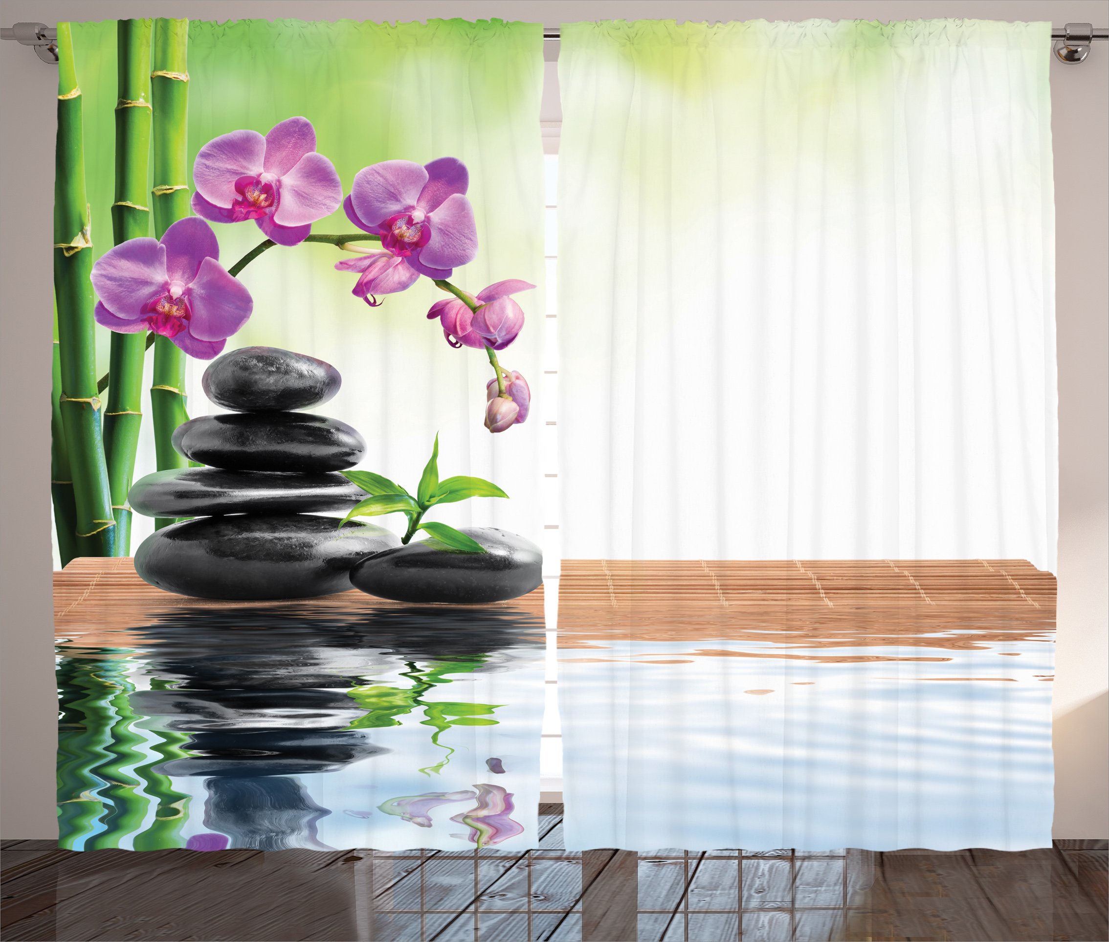 Ambesonne Spa Shower Curtains - 2 Panel Set, 108