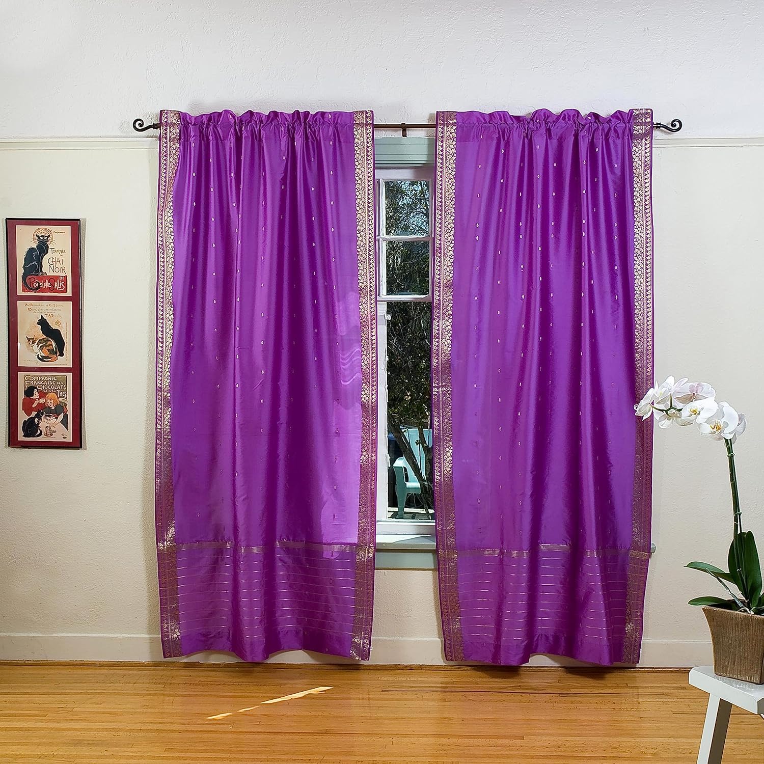 Handmade Lavender Indian Sari Curtains 60