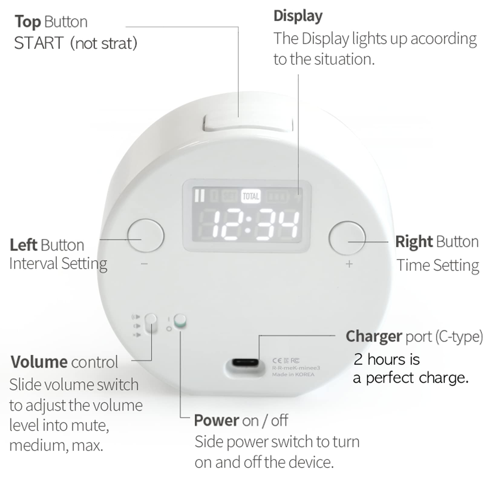 Minee3 Visual Timer - Study Tool for High Concentration & Work Efficiency, Pastel Marine Blue - Perfect for Focus, Pomodoro Technique, Classroom & Office Productivity