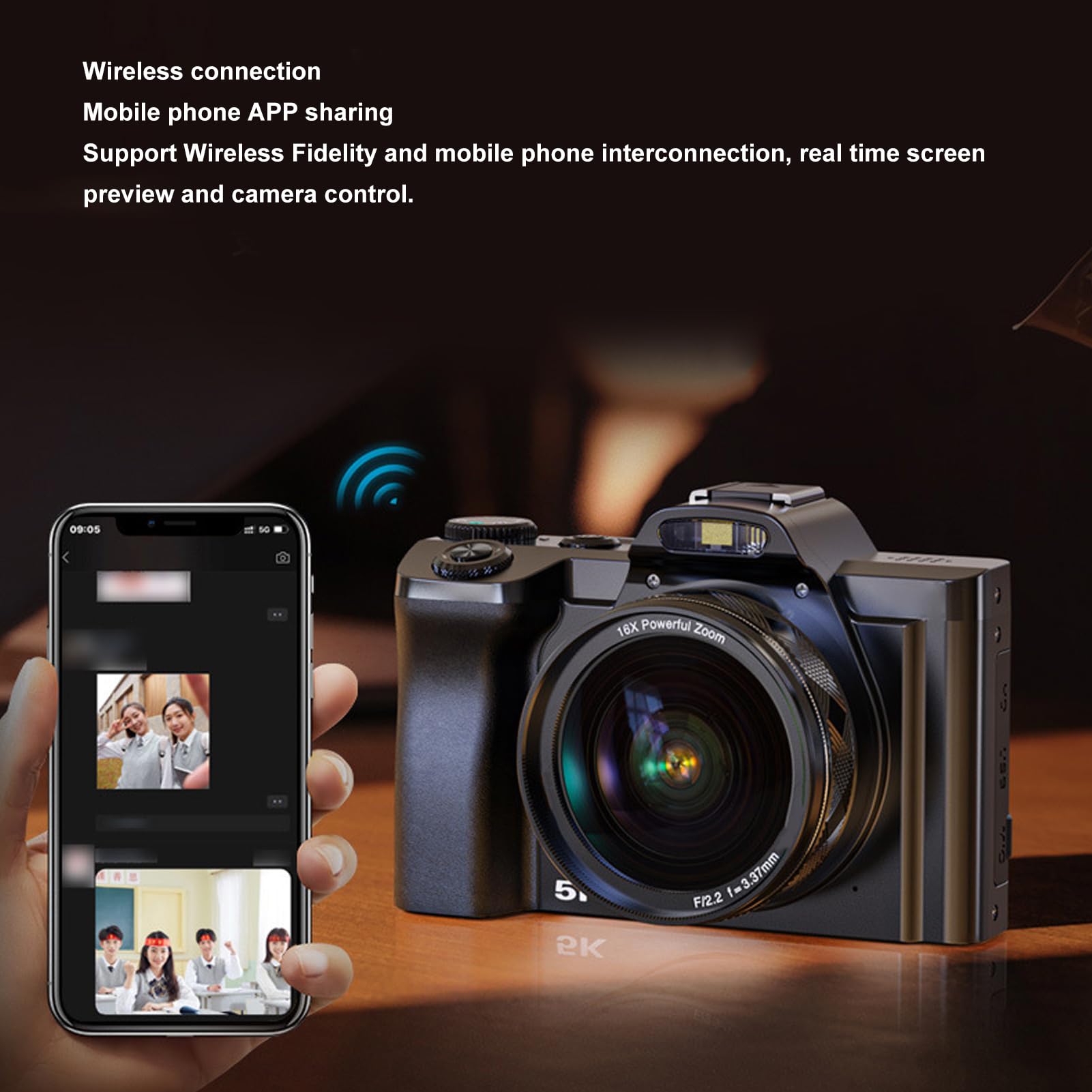 ASHATA 5K Digital Camera 48MP WiFi Vlogging Camera with 16X Zoom & Autofocus, 3.5