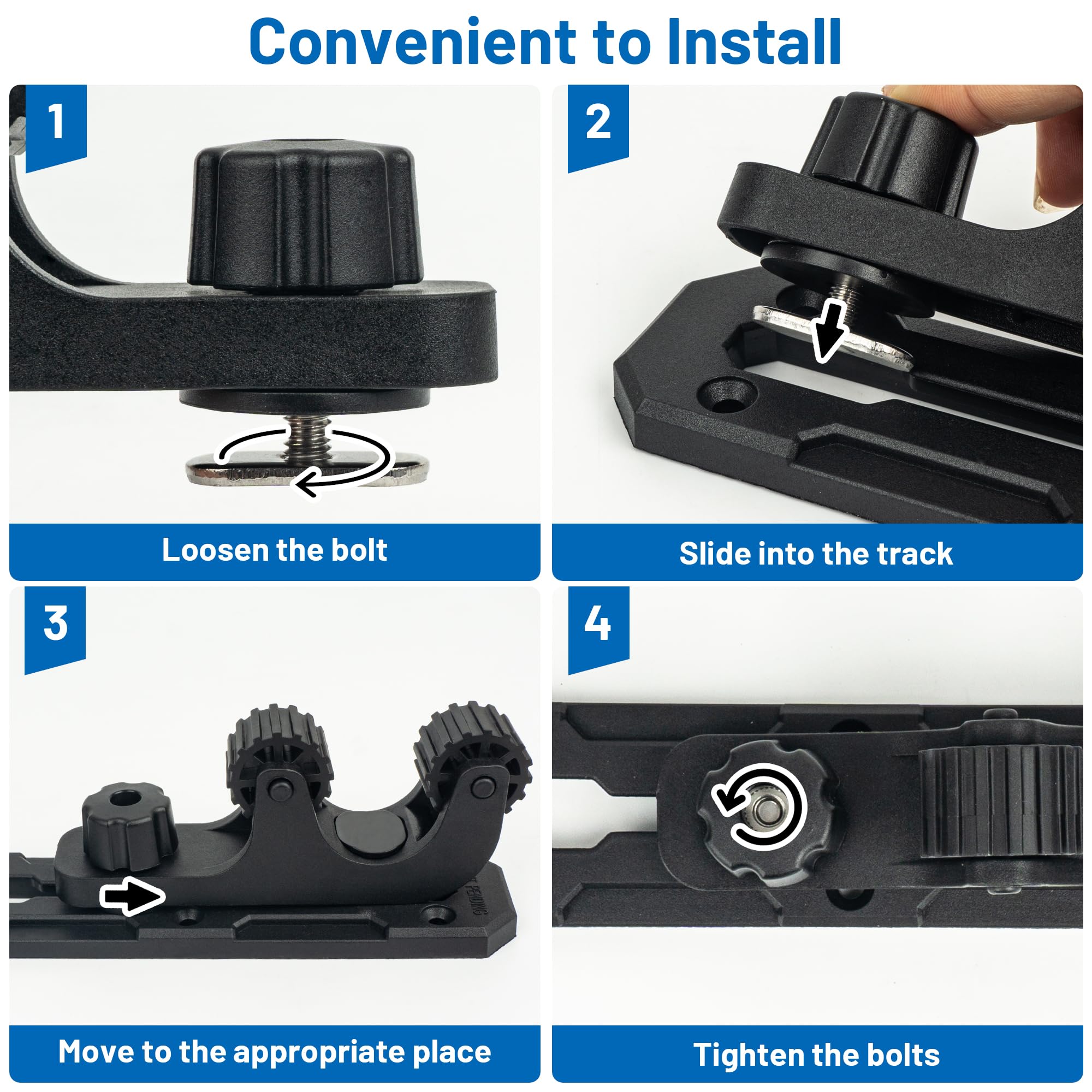 **Kayak Paddle Holder - 2 Pack Black Kayak Track Mount Accessories for Kayaking & Fishing - Space-Saving Canoe & Kayak Storage Solution for Easy Paddle Management**