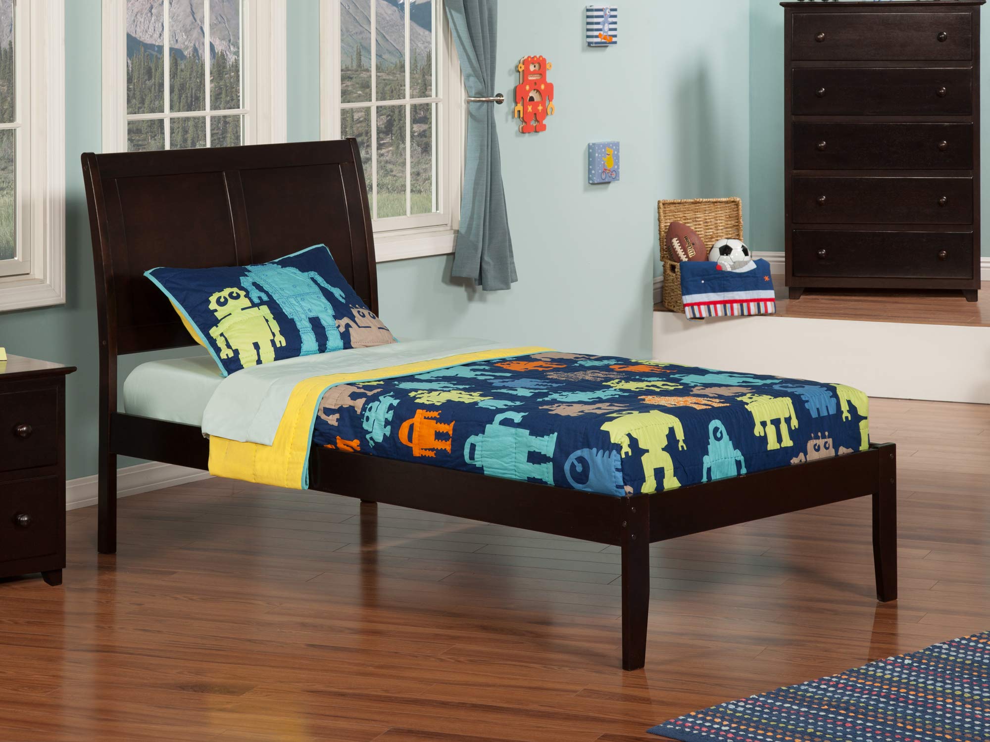 AFI Portland Twin Platform Bed Frame with USB Charging Ports - Espresso Finish for Modern Bedrooms, Kids Rooms & Small Spaces