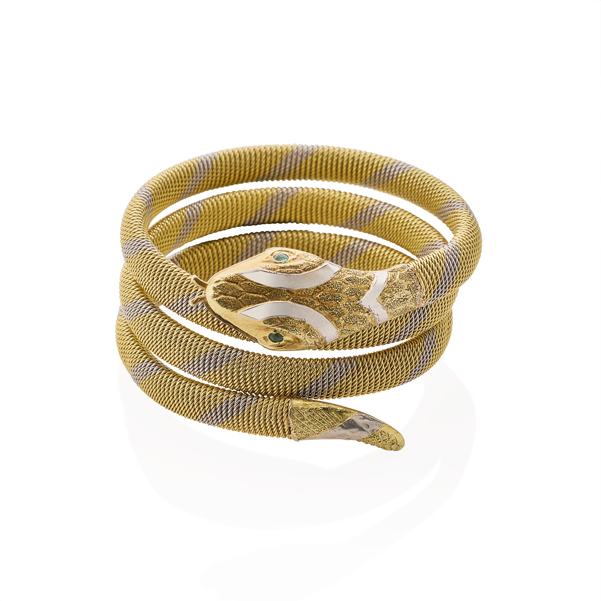Vintage 18K Gold & Platinum Snake Bracelet for Women - Elegant Jewelry Gift for Birthday, Anniversary & Special Occasions