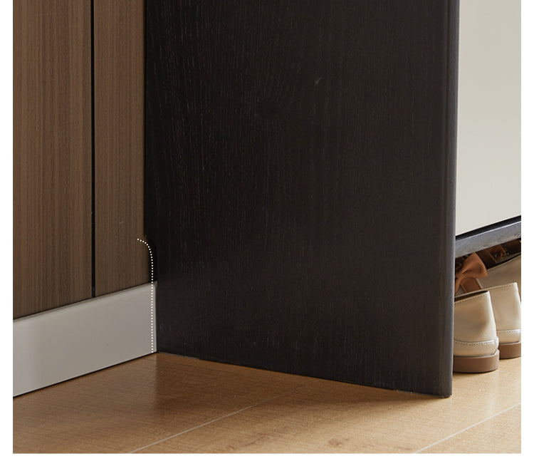 Solid Oak Wood Porch Cabinet with Slate Top - Rustic Shoe Storage Organizer for Entryway, Mudroom, and Outdoor Use