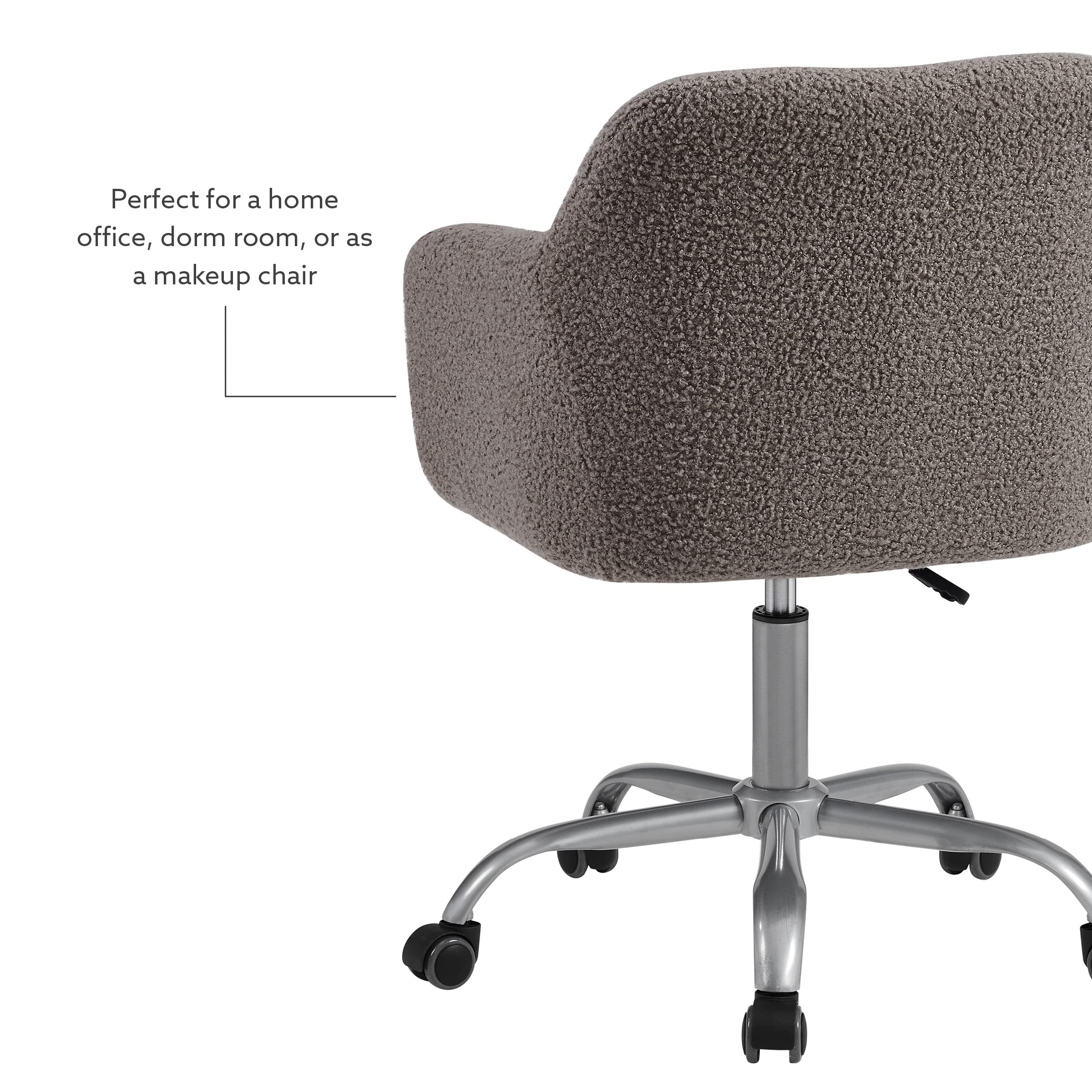 Linon Grey Upholstered Adjustable Brooklyn Office Chair - Ergonomic Desk Chair with Lumbar Support for Home & Office Workspace, Gaming, and Study