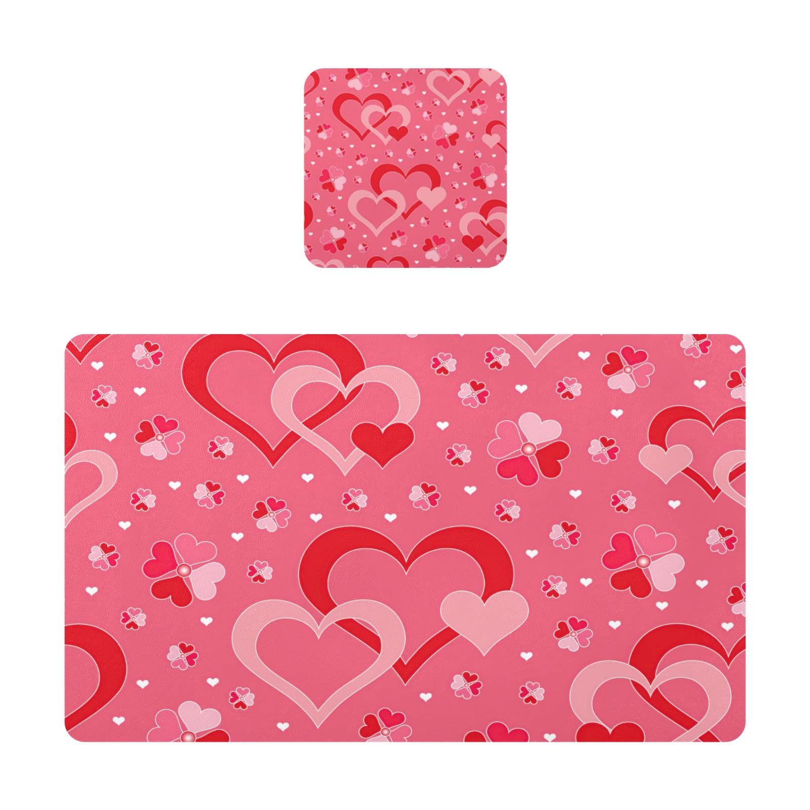 Romantic Hearts Placemats Set of 1 - Heat Resistant & Waterproof Table Mats for Kitchen Dining - Perfect for Thanksgiving, Valentine's Day & Romantic Dinner Decorations