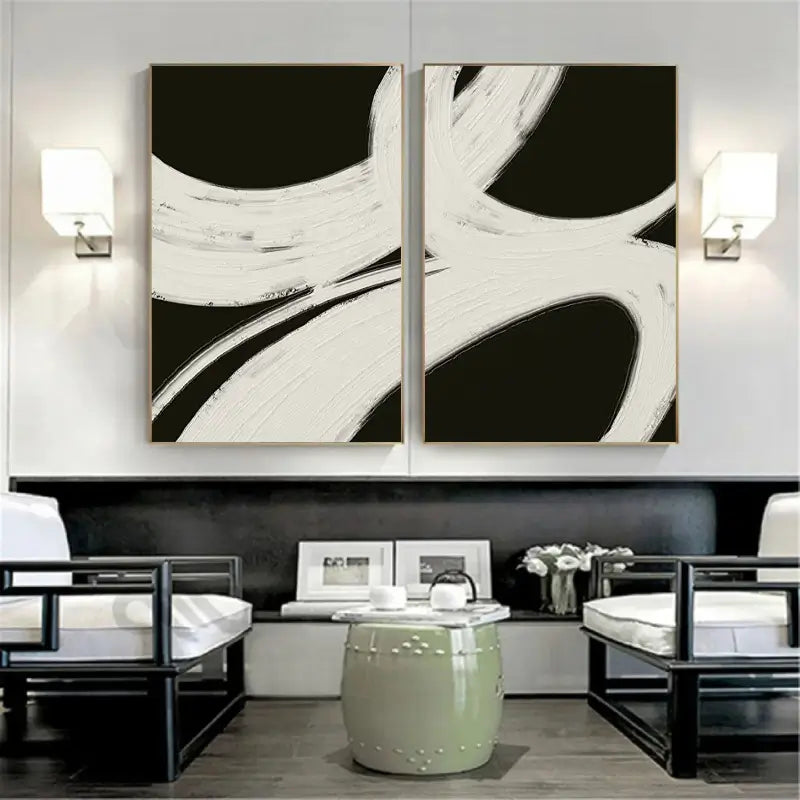 Abstract Tranquility Wall Art Set of 2 - Modern Minimalist Canvas Prints for Living Room, Bedroom & Office Decor #WS014