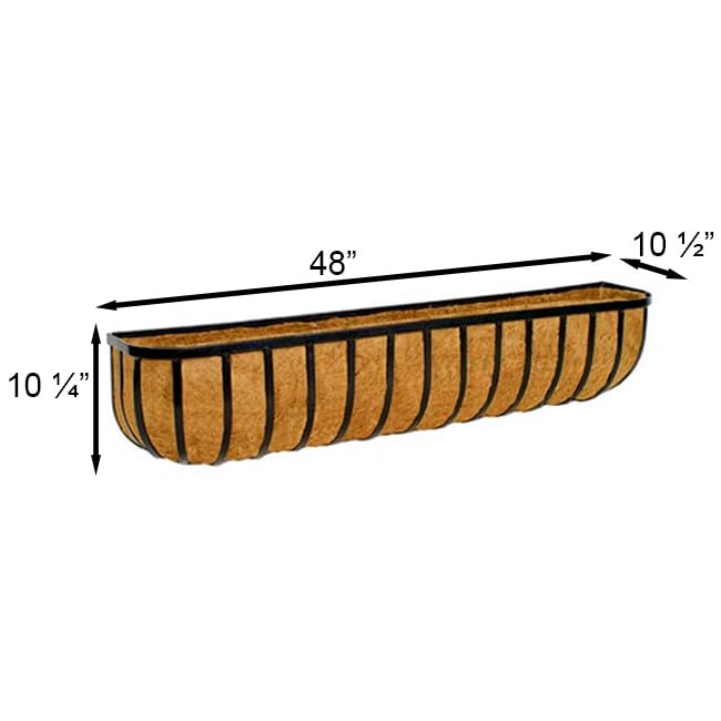 BestNest Gardman Forge Wall Troughs with Coco Liners, 48 Inch Long, Pack of 2 - Perfect for Balcony, Patio, and Garden Flower Planters