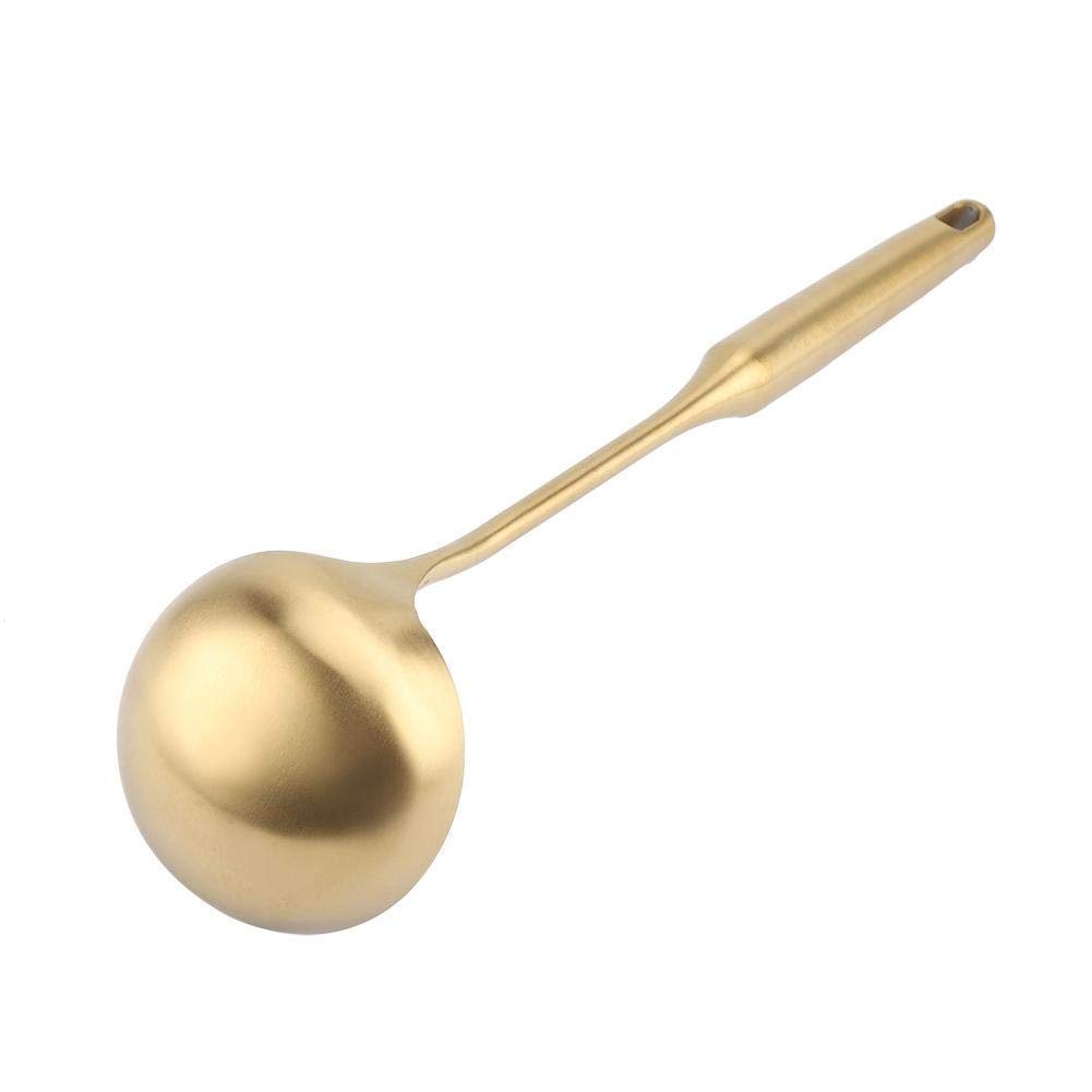 Premium Stainless Steel Gold Ladle - Large Kitchen Spoon for Cooking, Serving Soup, Chili, Gravy, Salad Dressing & Pancake Batter - Ideal for Restaurants, Catering & Home Chefs