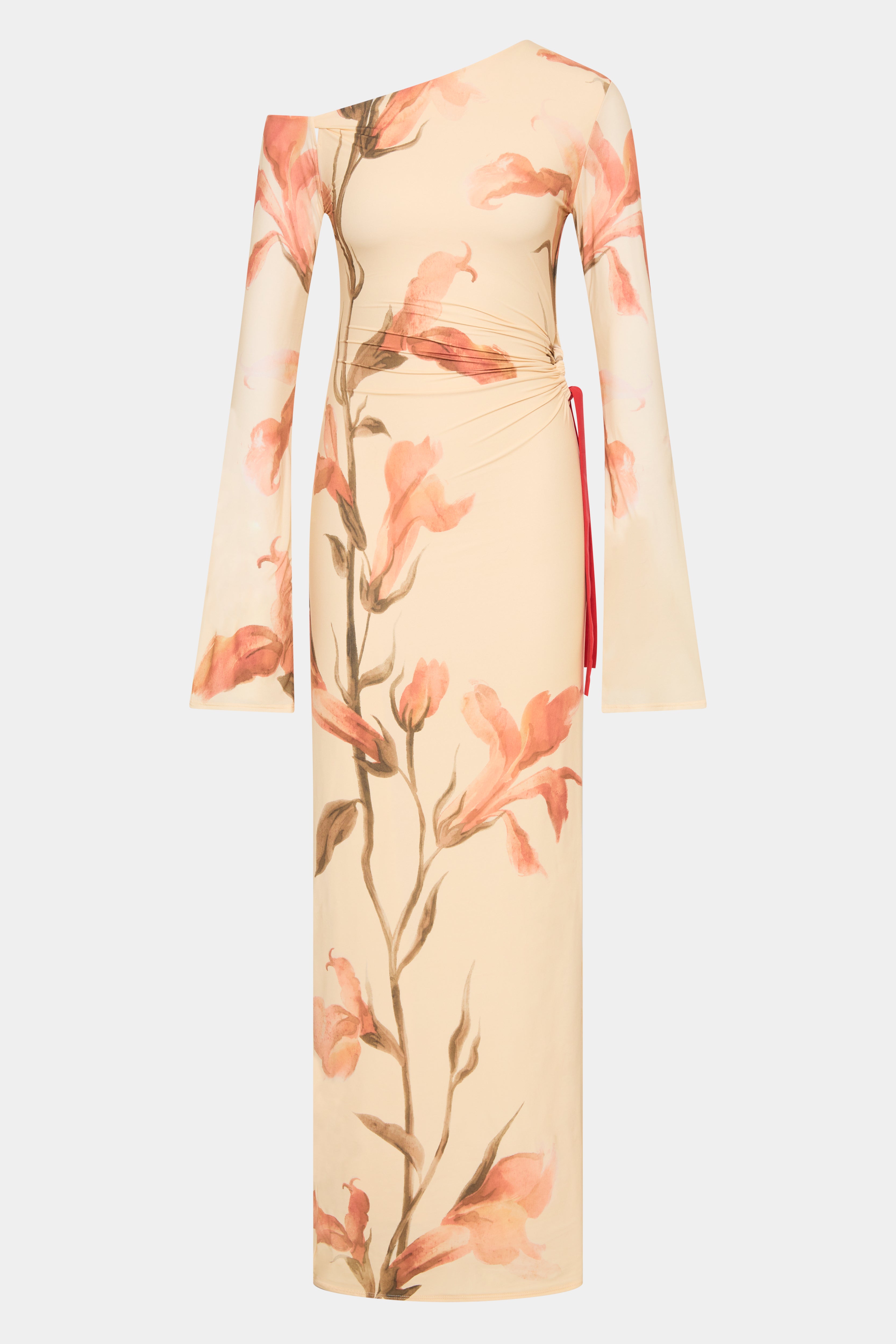 Hana Tie Maxi Dress - Flowy Summer Beach Dress for Women, Boho Floral Print Long Dress with Side Slit - Perfect for Vacations, Weddings & Outdoor Events