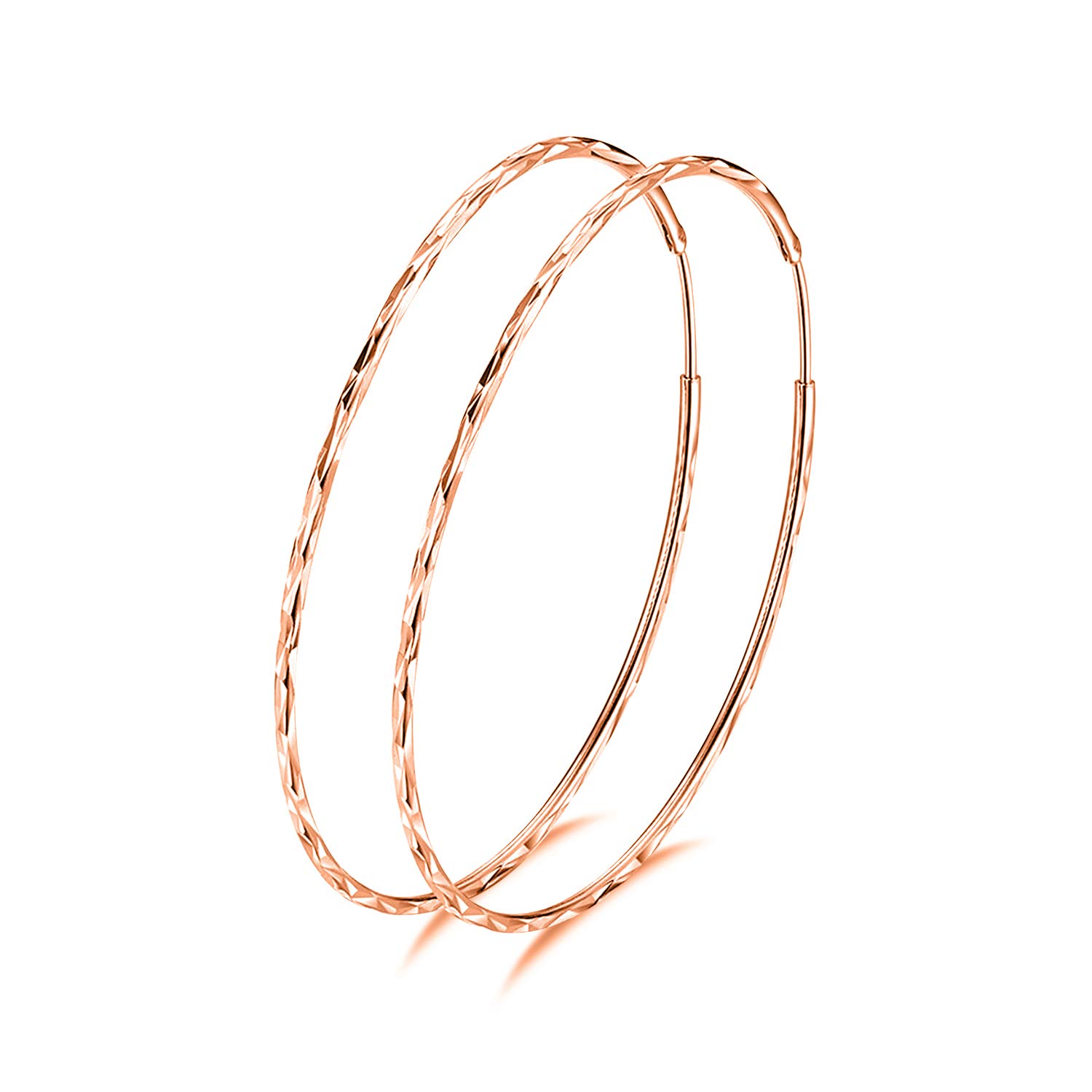 POPLYKE 925 Sterling Silver Circle Endless Hoop Earrings for Women & Girls - 20mm 30mm 40mm 50mm 60mm 70mm - Trendy Everyday Wear, Gift for Her, Wedding & Party Jewelry